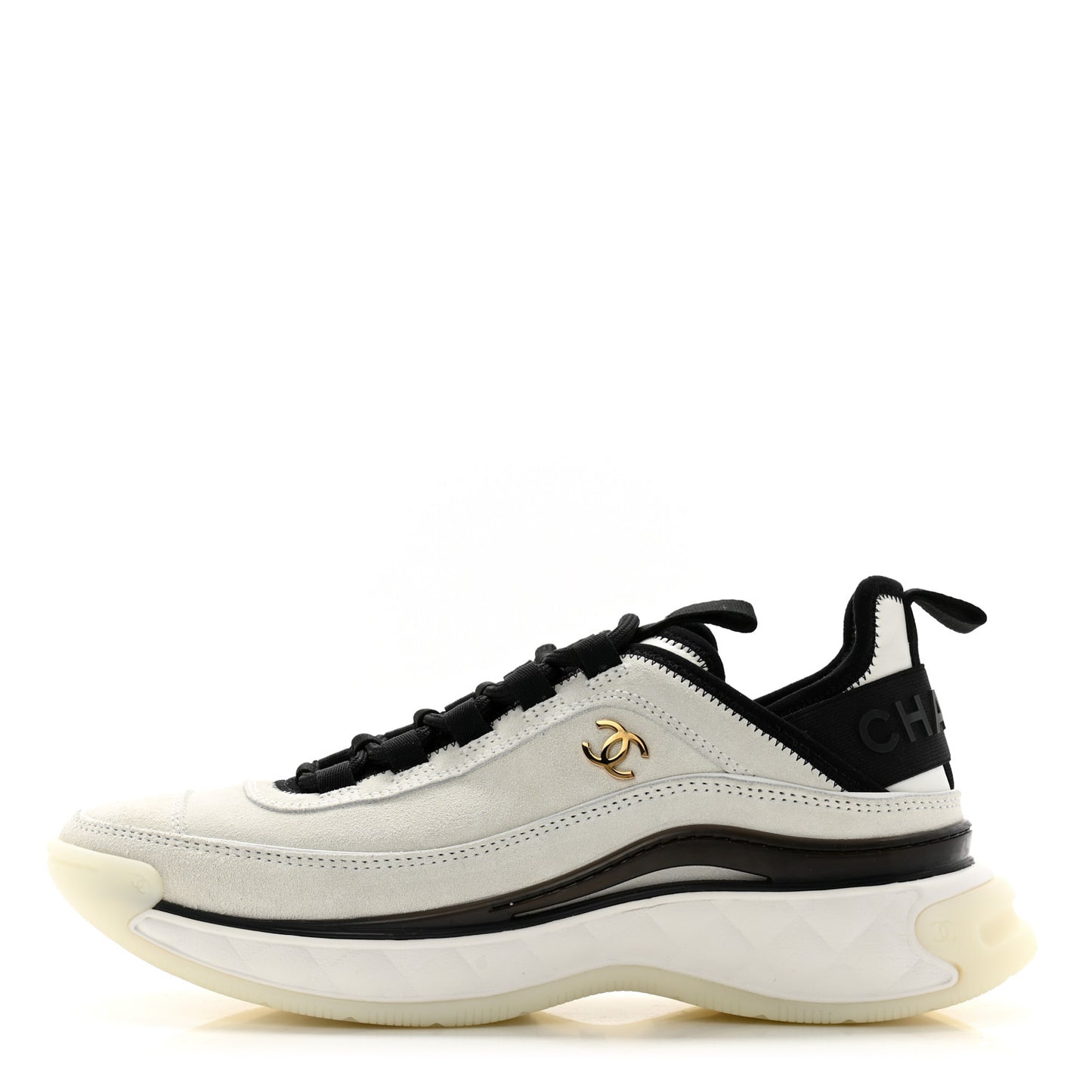 Suede Calfskin Nylon Grosgrain CC Sneakers 37.5 White