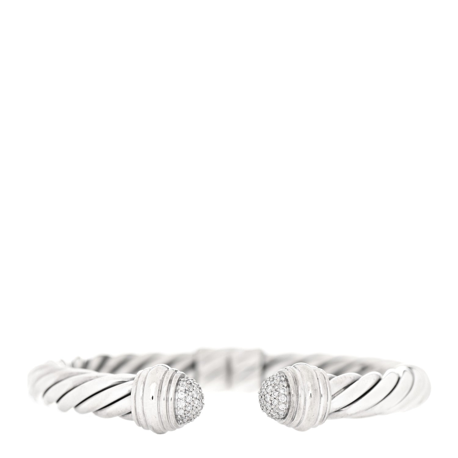 David Yurman Sterling Silver Diamond 8.5mm Cable Classics Bracelet 1 of 3