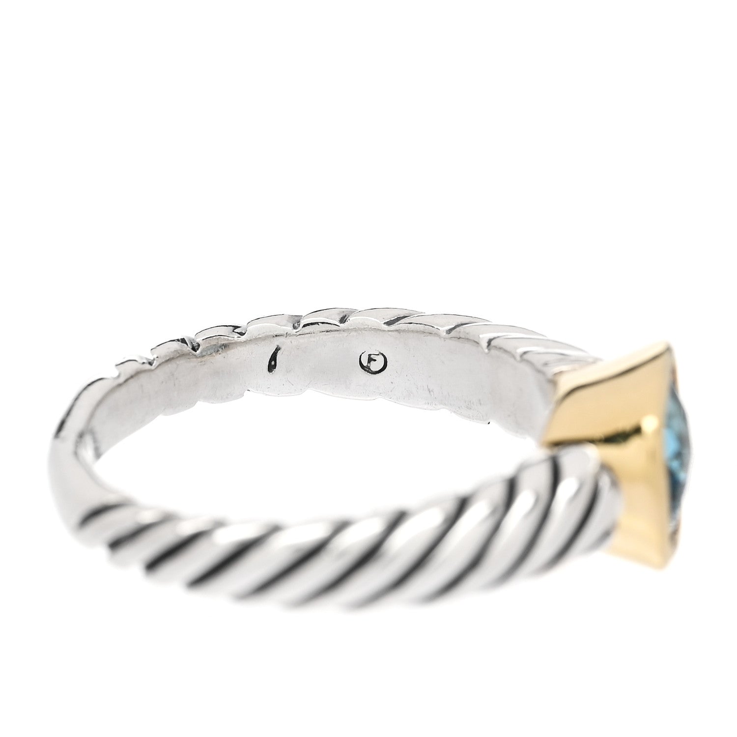 David Yurman Sterling Silver 18K Yellow Gold Blue Topaz 8mm Noblesse Ring 54 6.75 5 of 5