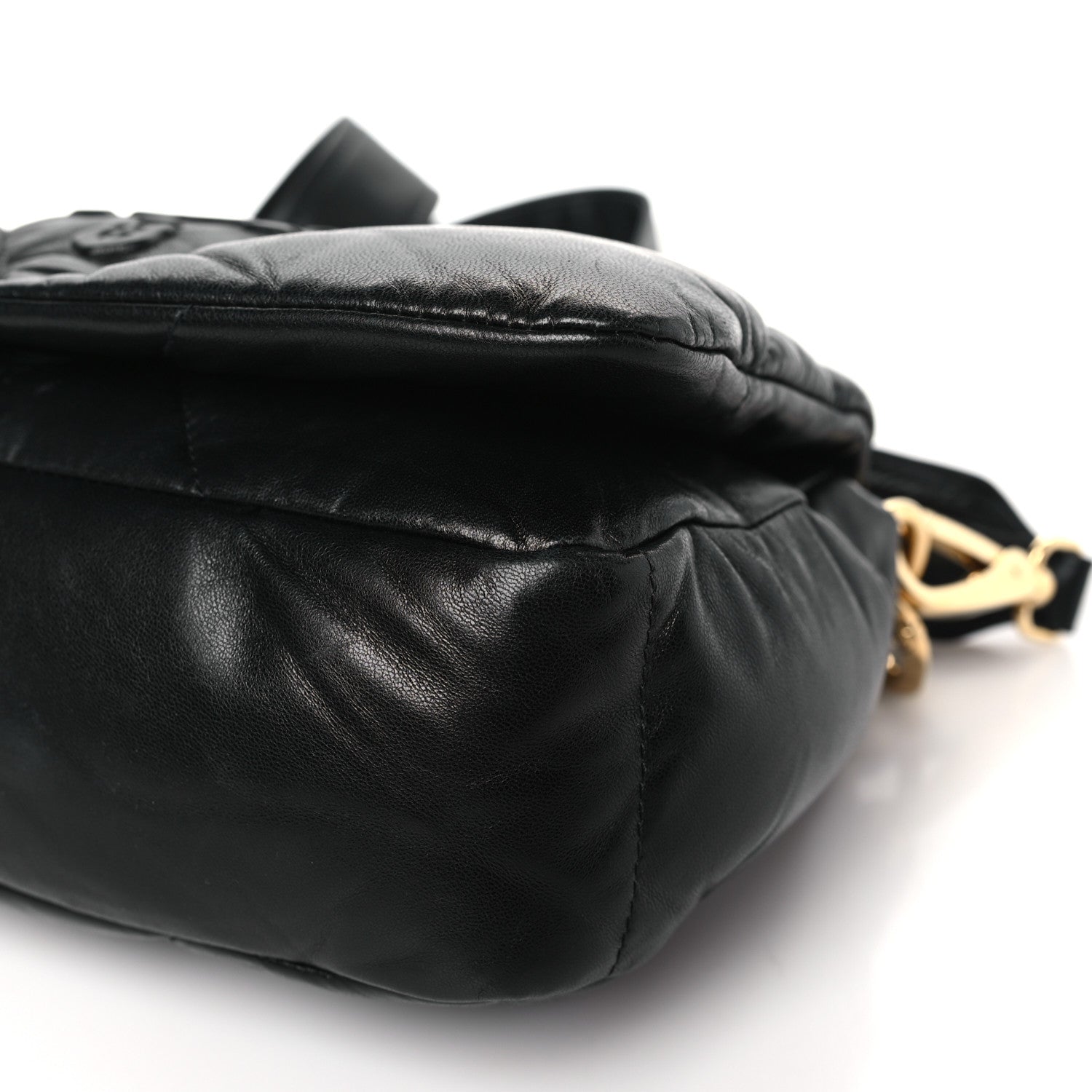 Prada Nappa Soft Padded Logo Embossed Triangle Quilted Small Shoulder Bag Black 8 of 10