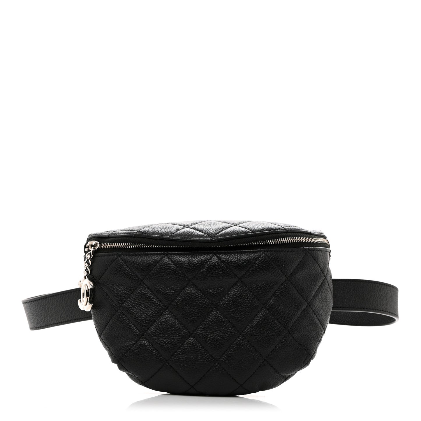 Grained Calfskin Quilted Waist Belt Bag Black