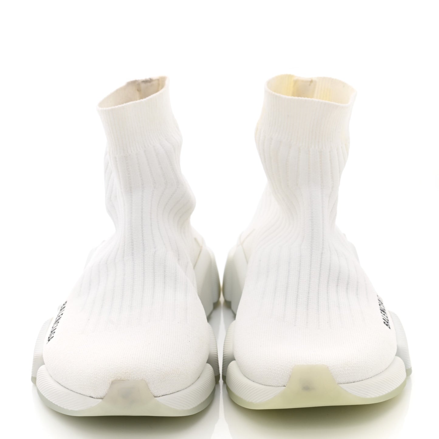 Ribbed Knit Womens Speed 2.0 Transparent Sole Sneakers 40 White