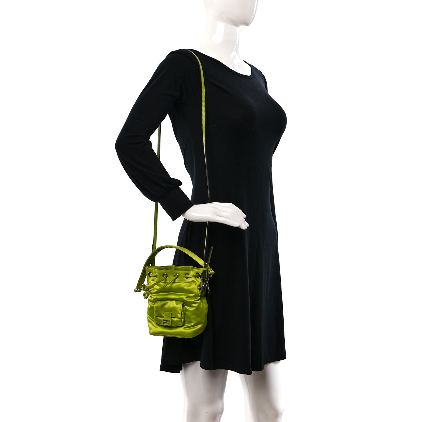 Nylon Ninfa Vitello King Cuoio Mini Mon Tresor Bucket Bag Wasabi