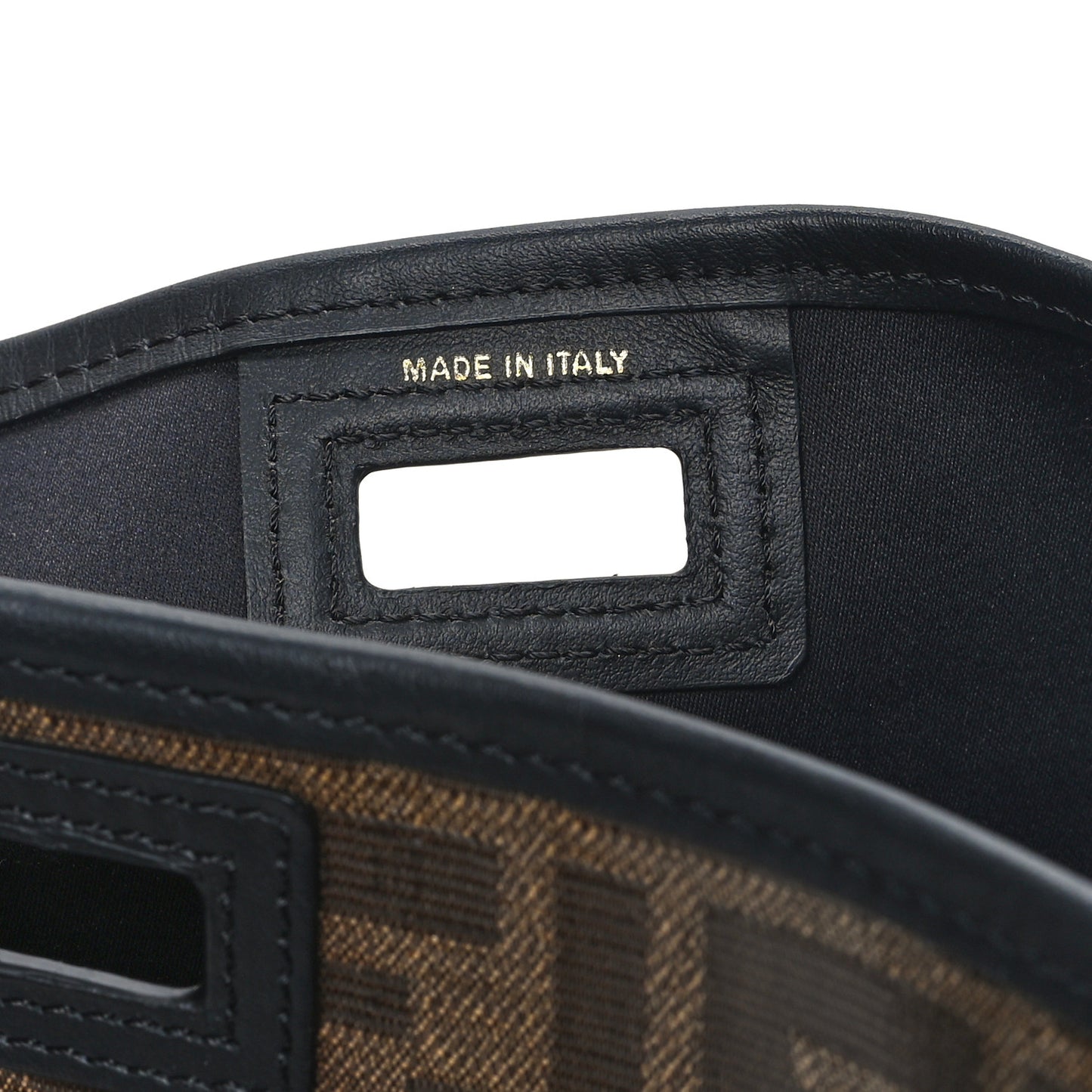 Glazed Fabric Vitello Century FF 1974 Stamp Patch Mini Peekaboo Defender Cover Mogano Panna Black