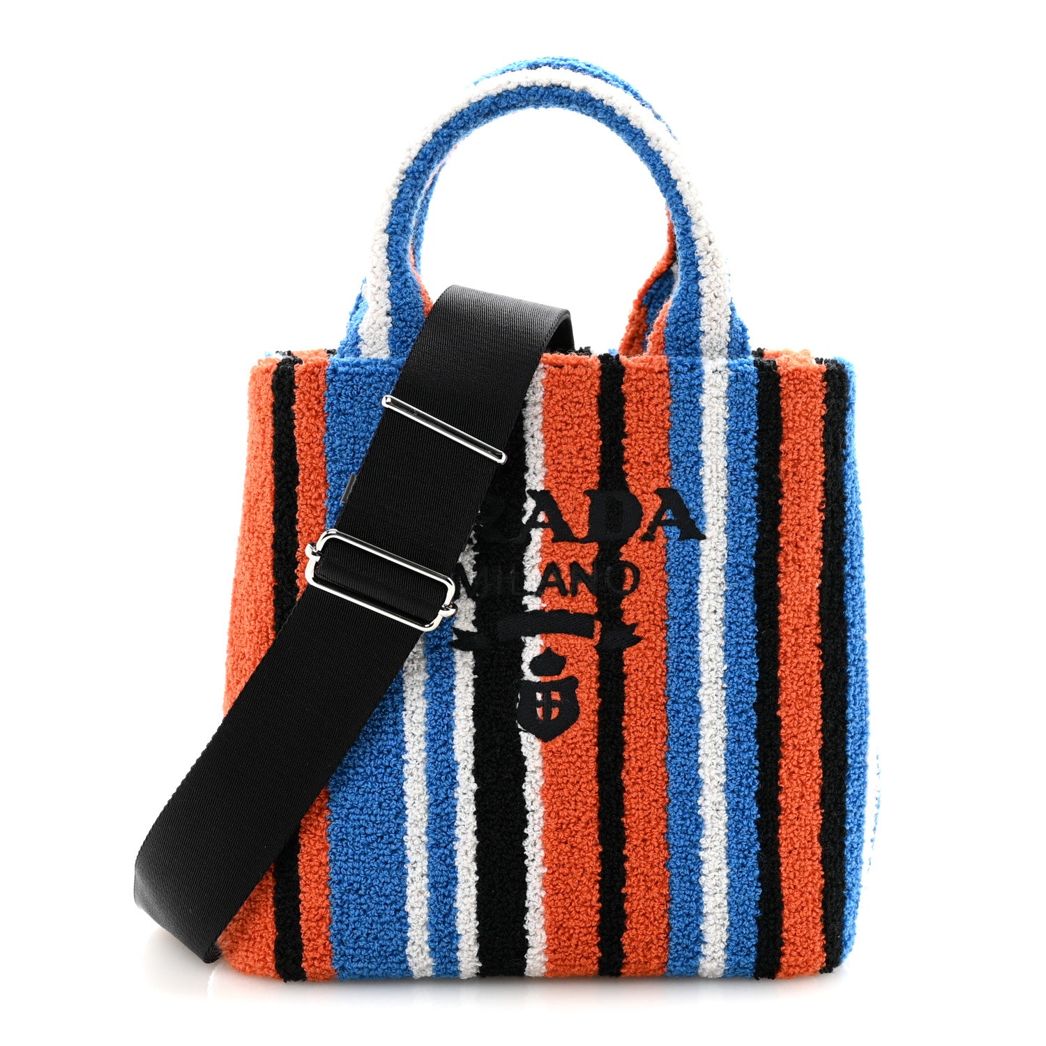 Prada Terry Cloth Small Stripe Tote Arancio 1827661 – FASHIONPHILE