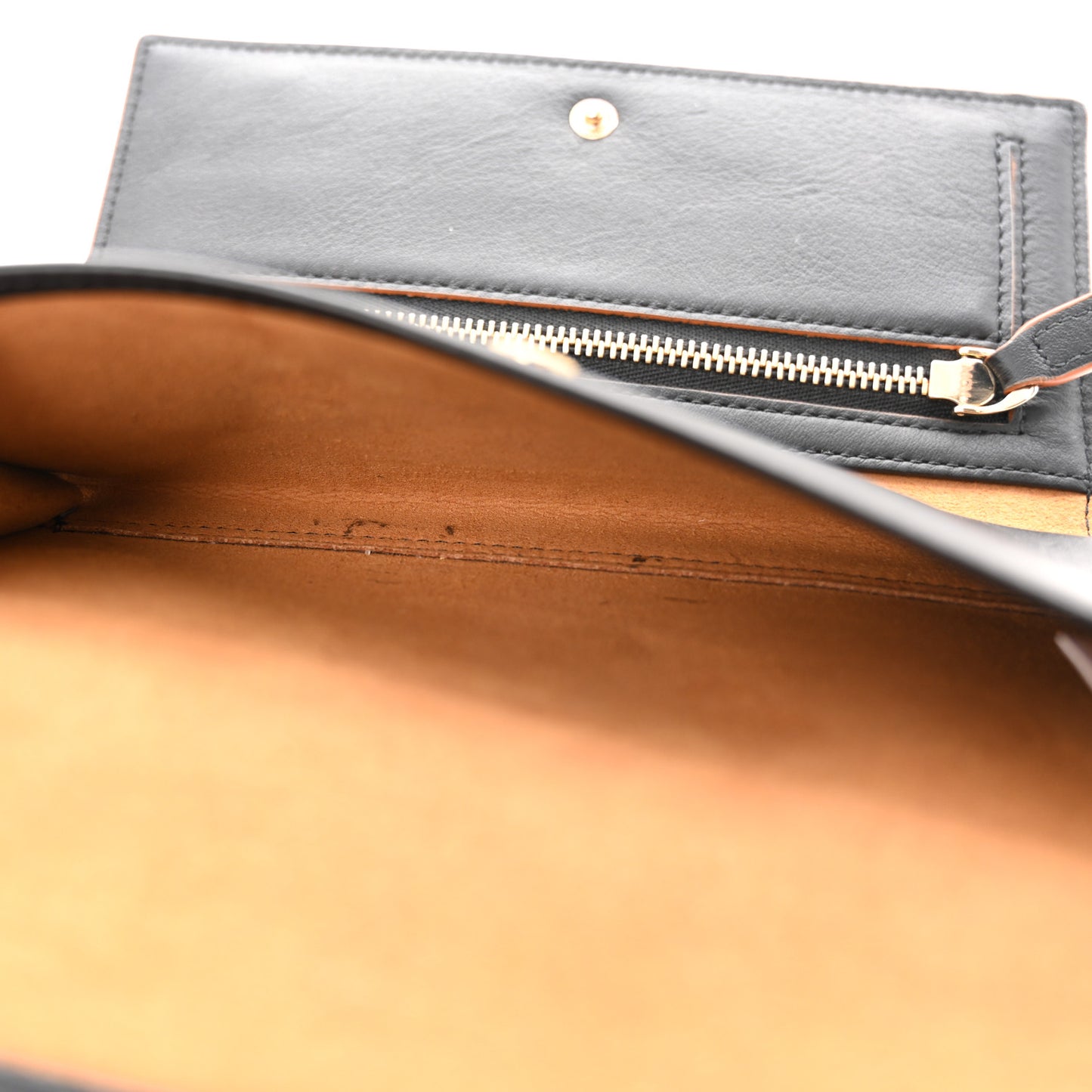 Calfskin Ottomar Klara Tri Fold Phone Wallet On Strap Black