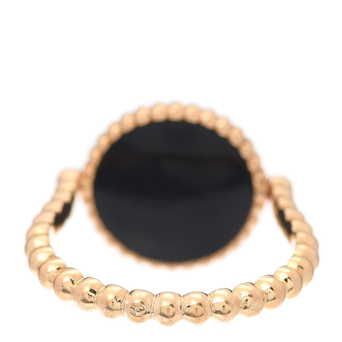 18K Yellow Gold Diamond Black Onyx Rose Des Vents Ring 50 5.25