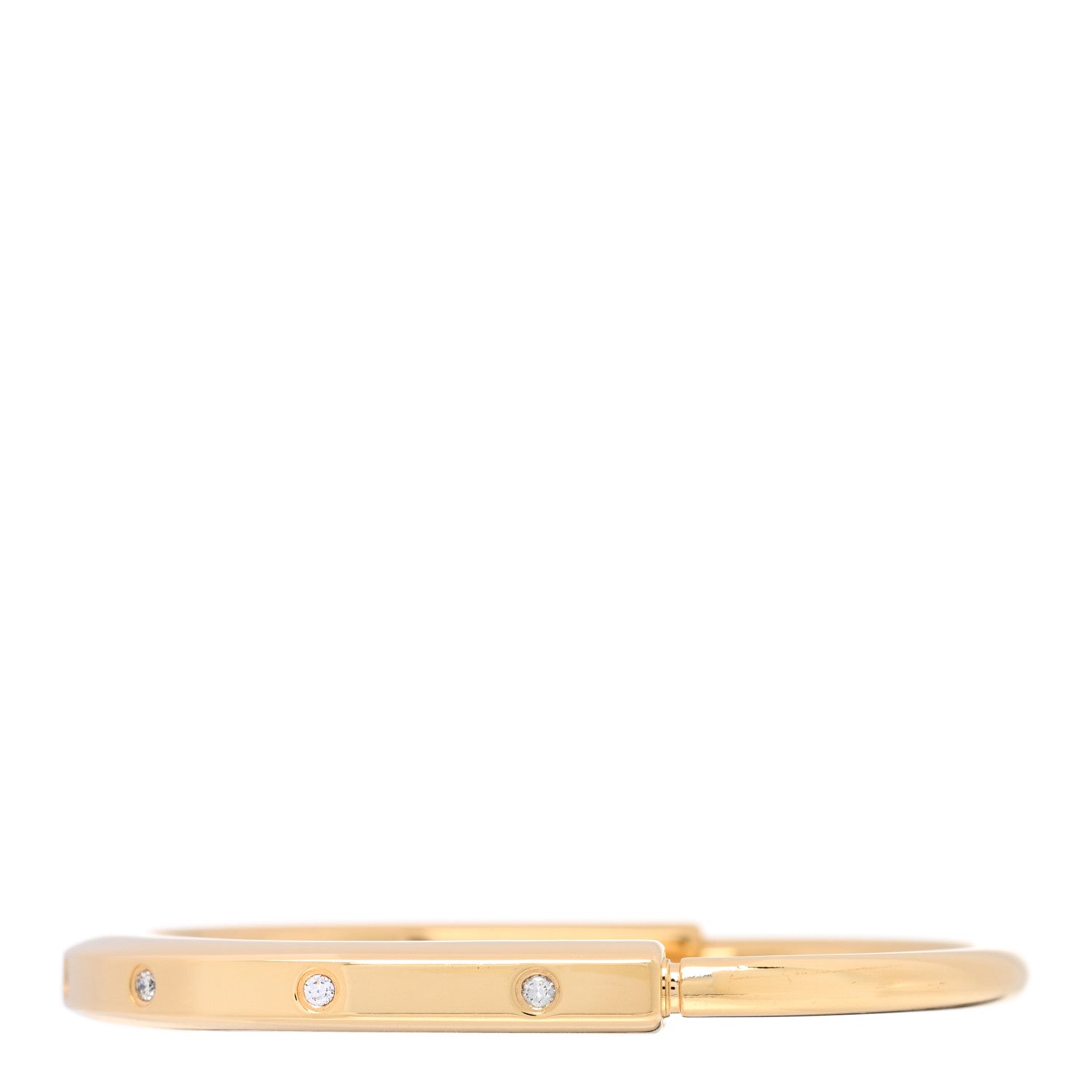 Tiffany 18K Yellow Gold Diamond Tiffany Lock Bangle Bracelet