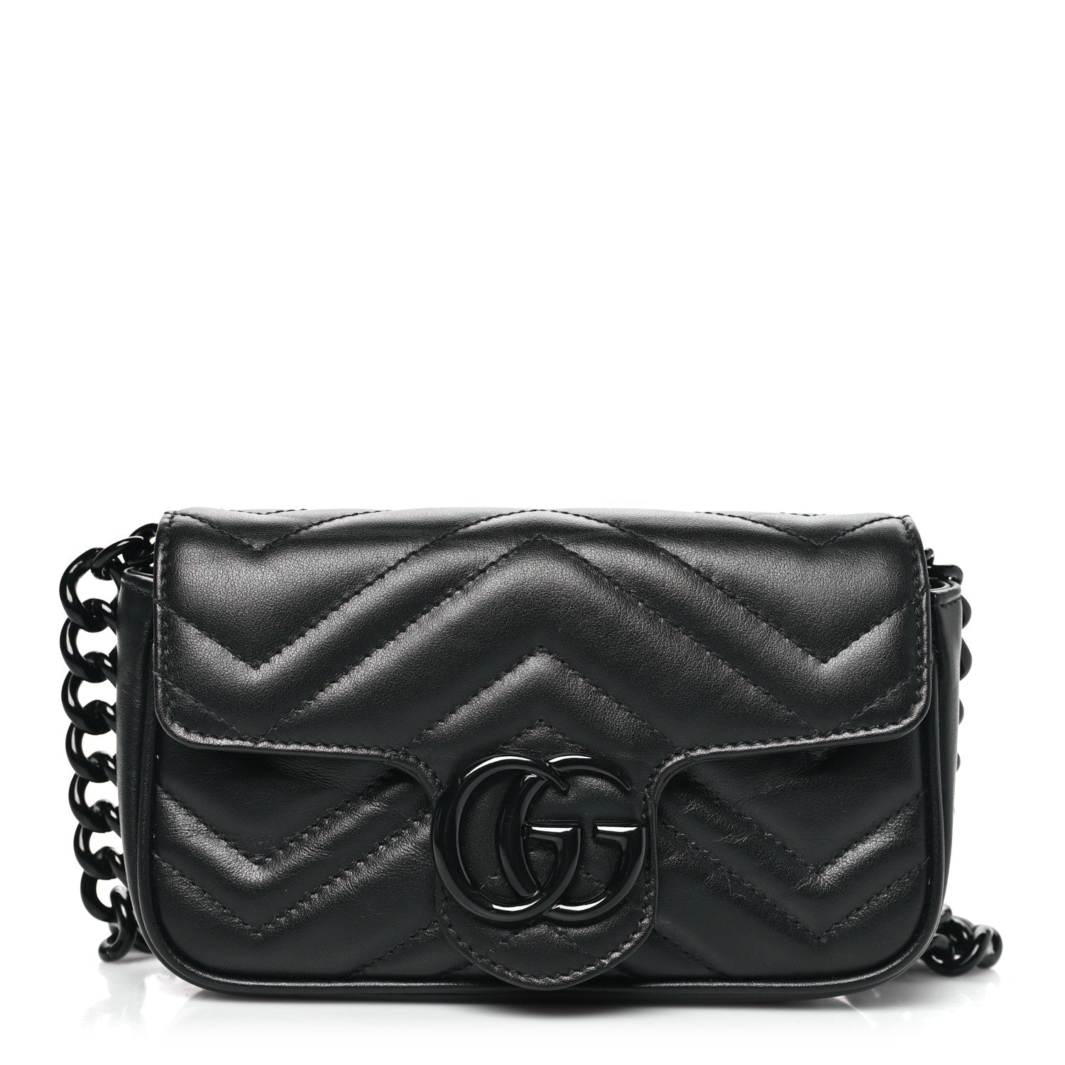 Gucci Calfskin Matelasse Monochrome GG Marmont Chain Belt 