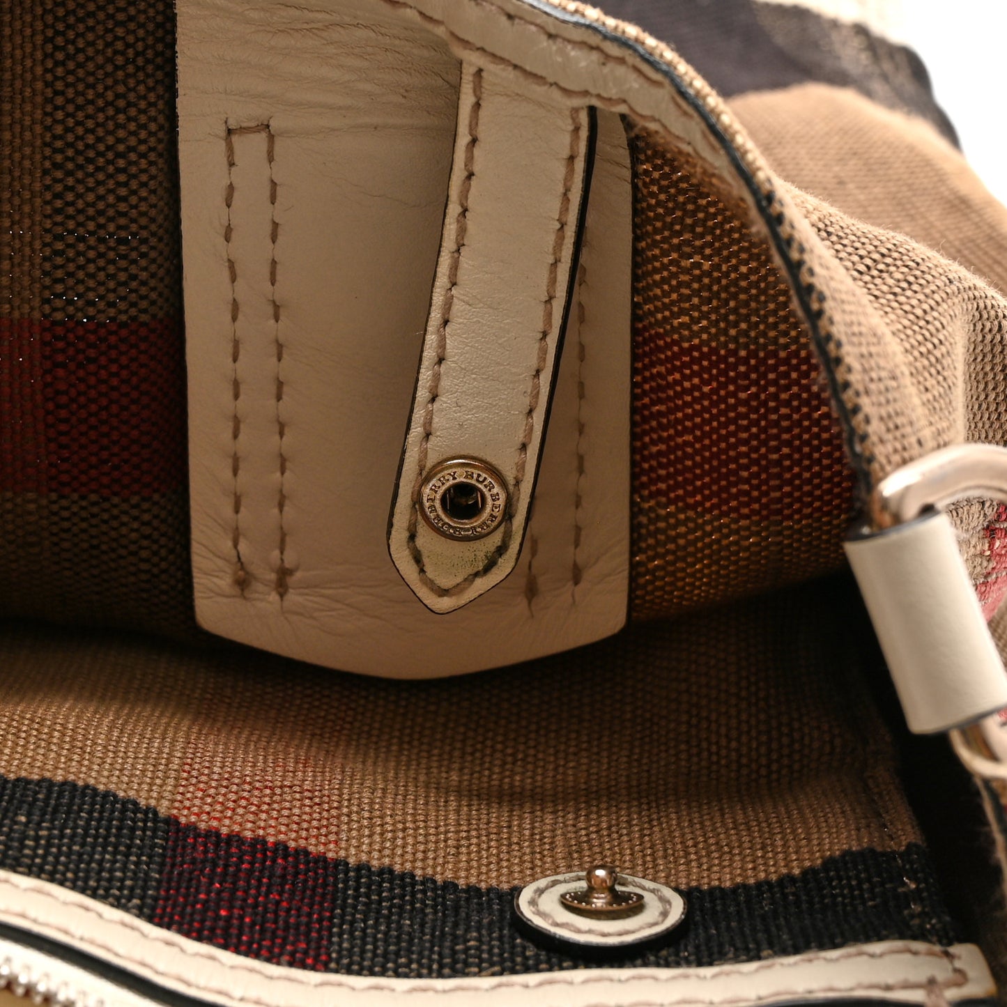 Canvas Mega Check Medium Tottenham Brit Tote White