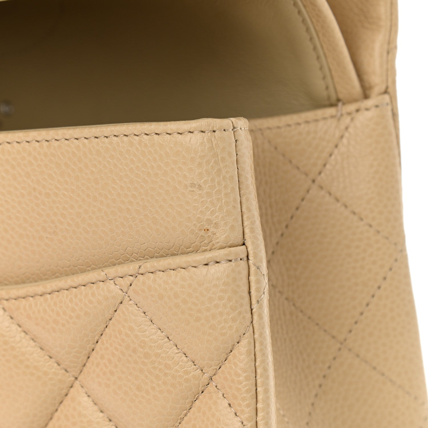 Chanel Caviar Quilted Jumbo Double Flap Light Beige 13 of 14