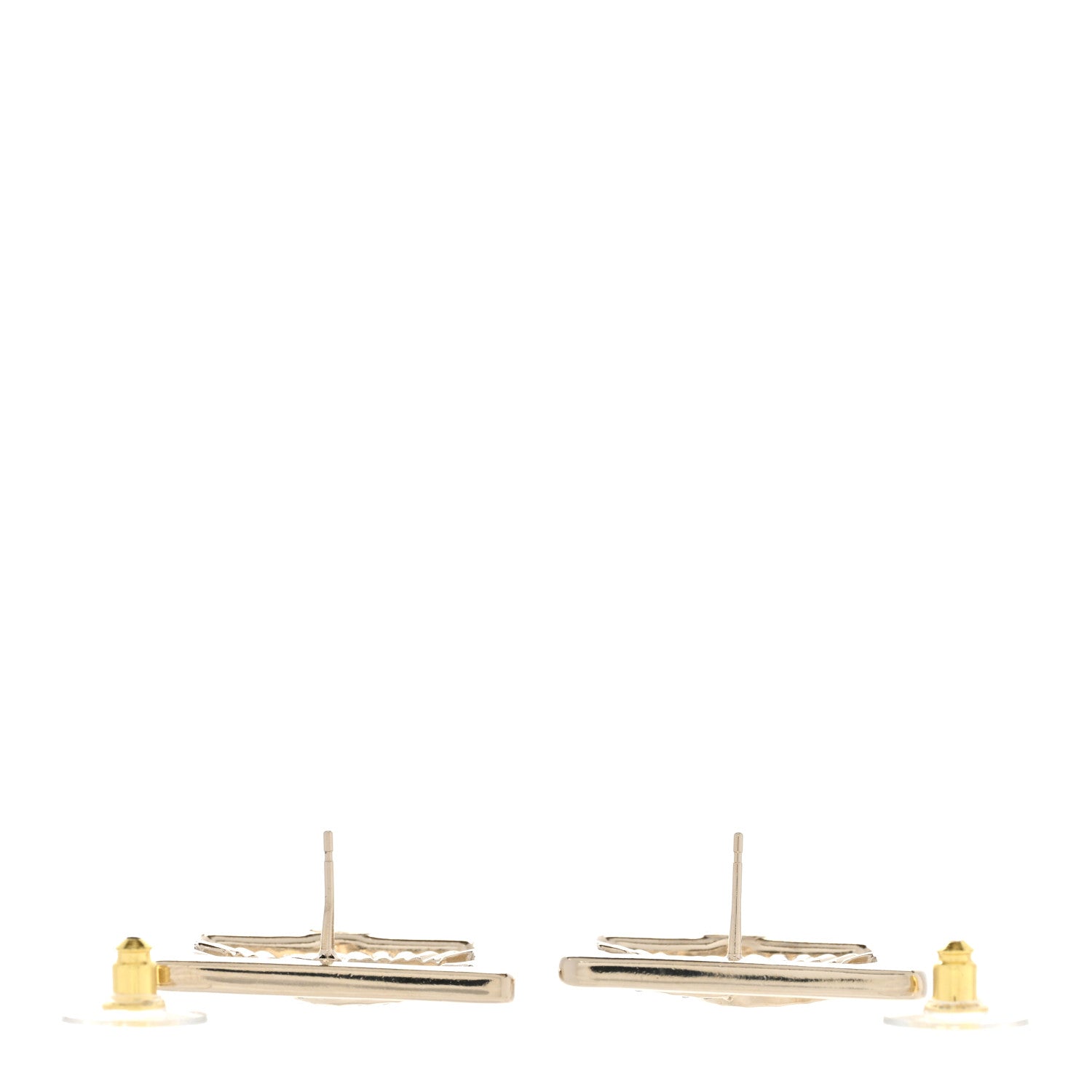 Chanel Metal Crystal Square CC Earrings Gold 3 of 4