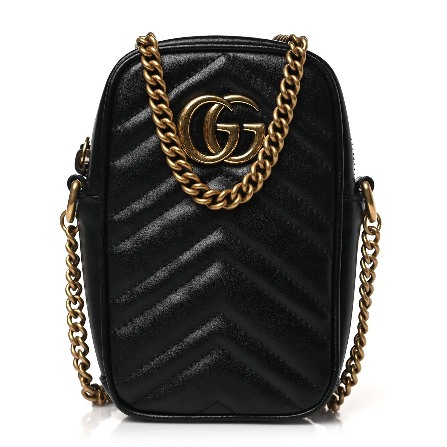 Calfskin Matelasse Mini GG Marmont Crossbody Bag Black