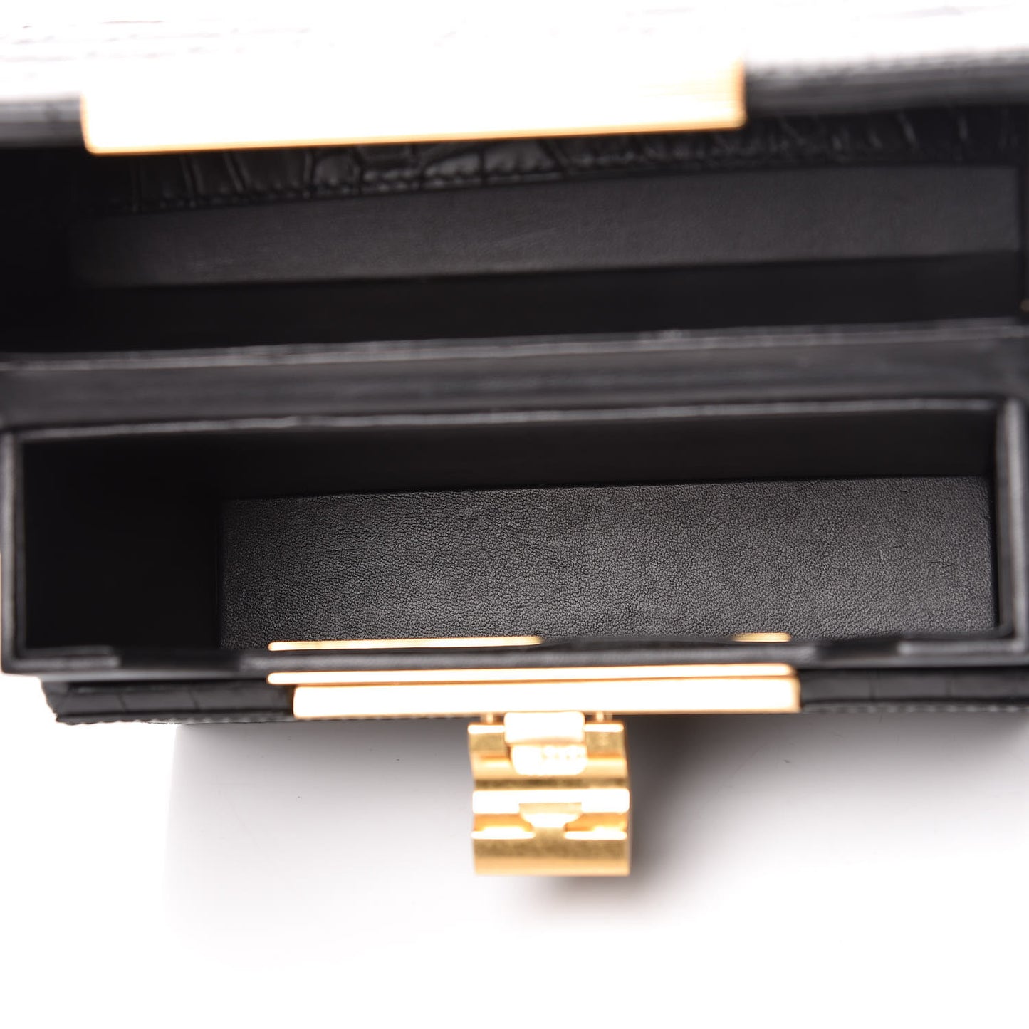 Calfskin Crocodile Embossed Daisey Box Clutch Black