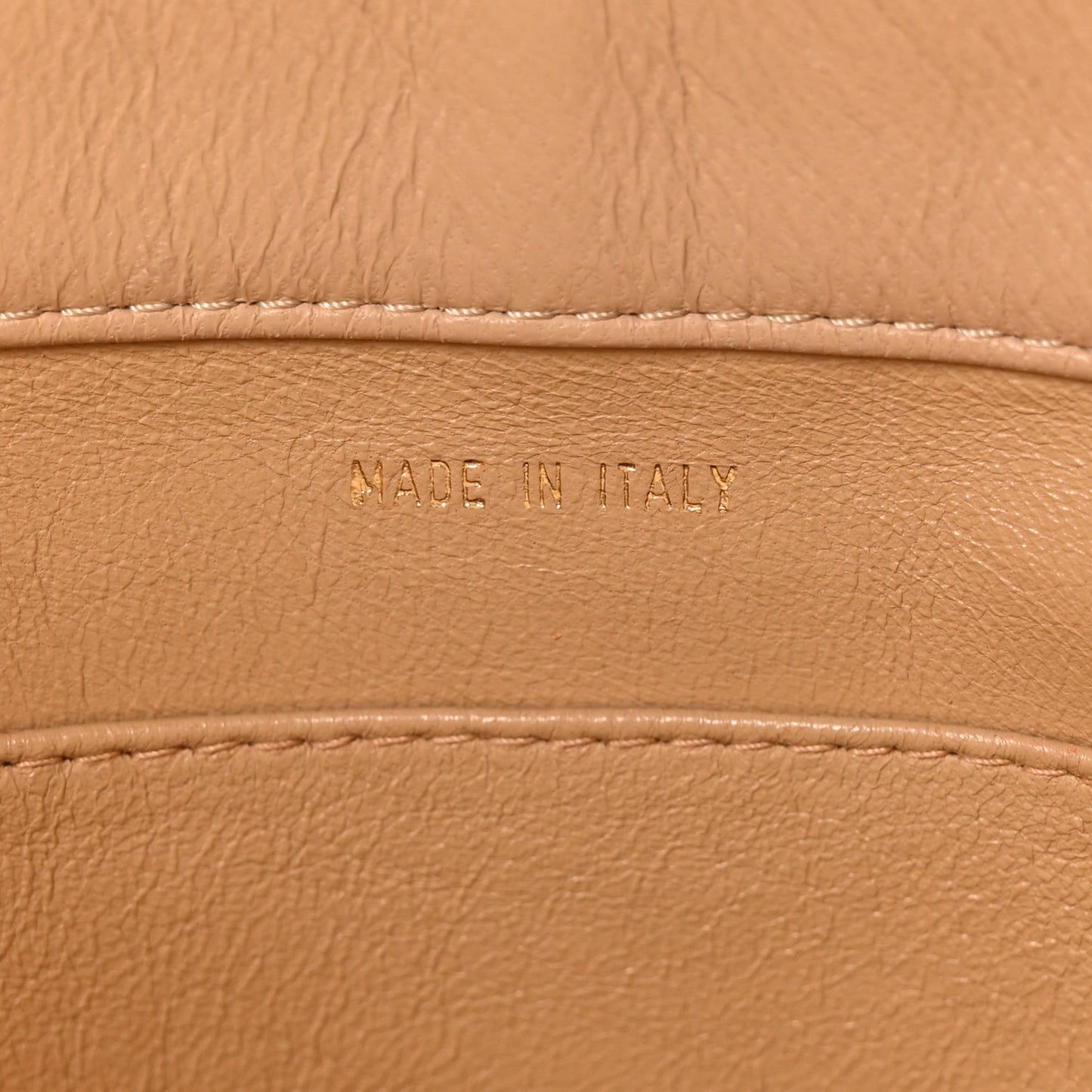 Lambskin Stitched Shoulder Flap Bag Beige