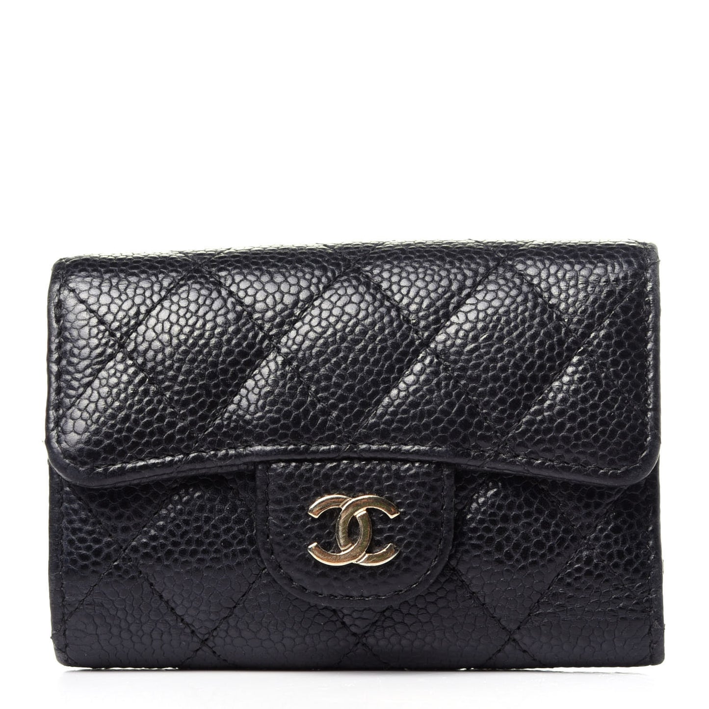 Caviar Quilted Classic 4 Key Holder Wallet Black