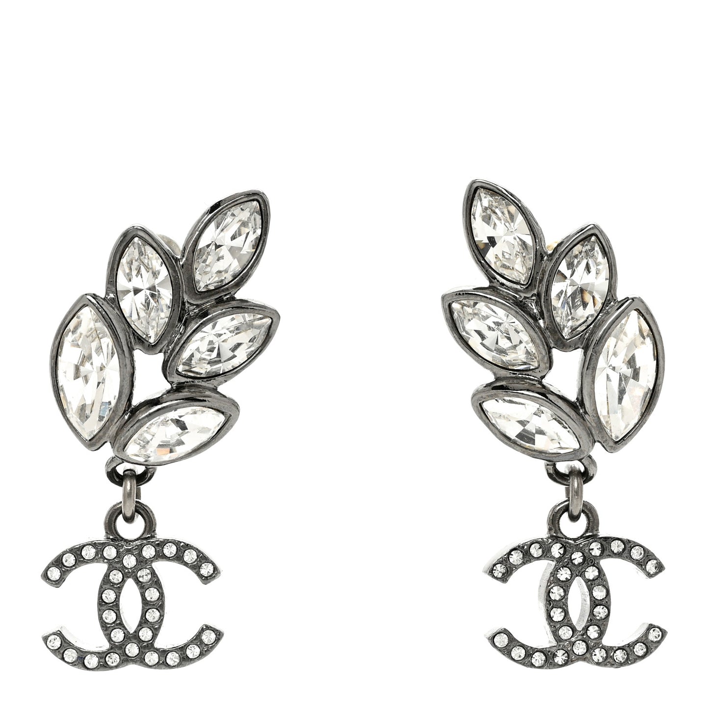 Crystal Sparkling Wheat CC Drop Earrings Silver
