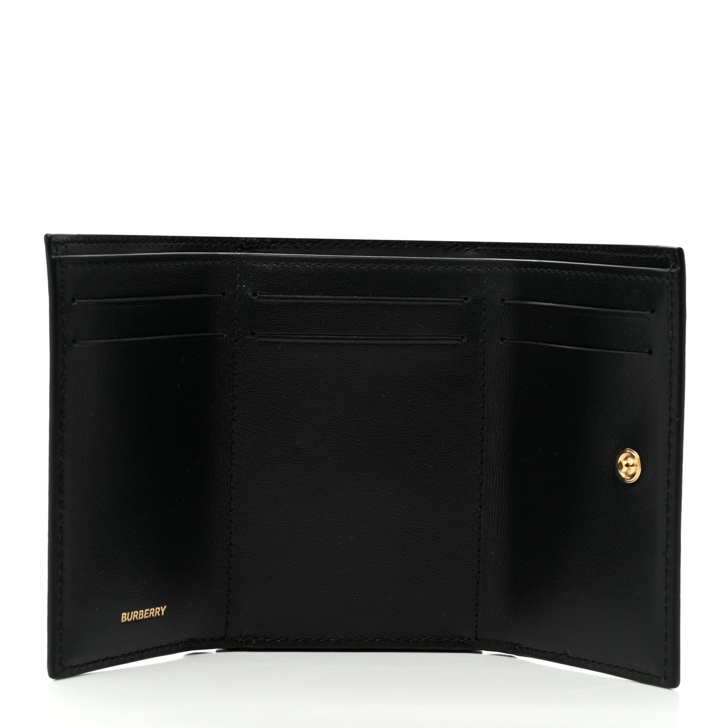 Grained Calfskin TB Compact Tri-Fold Wallet Black