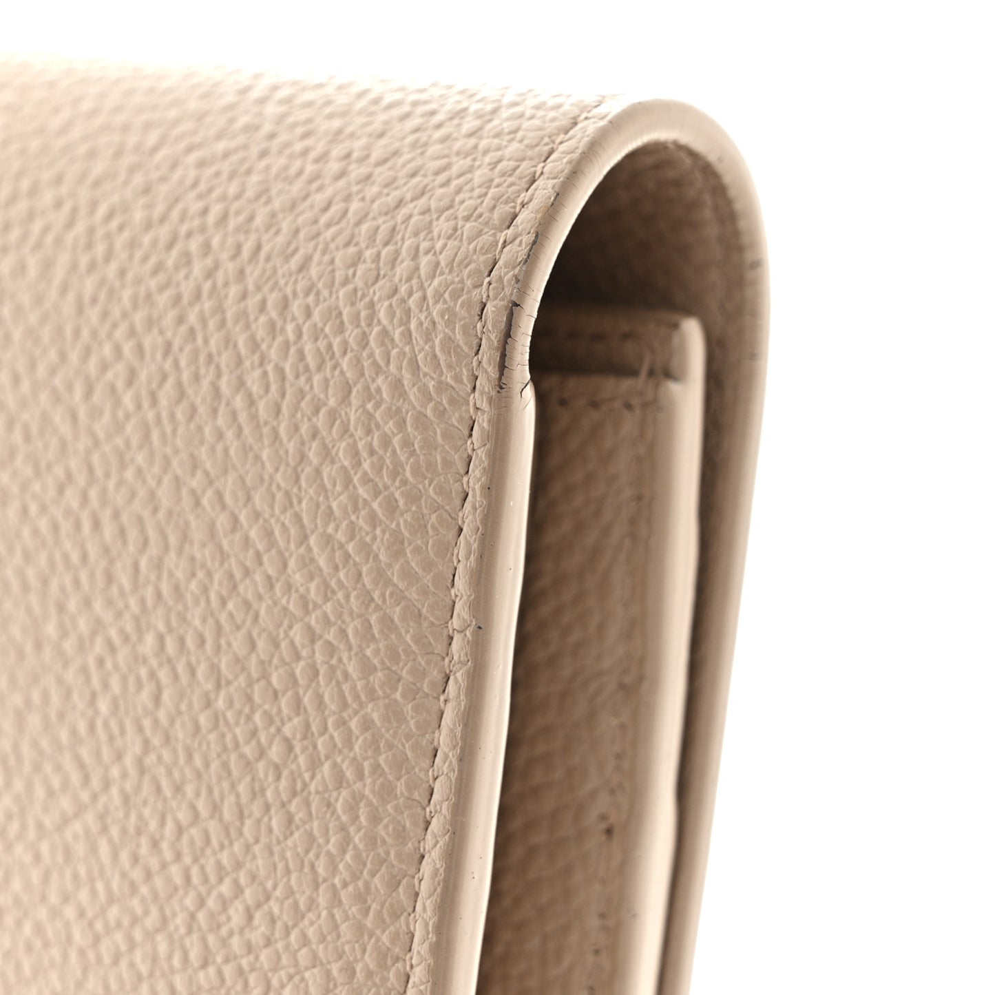 Grained Calfskin Monogram Large Flap Wallet Beige