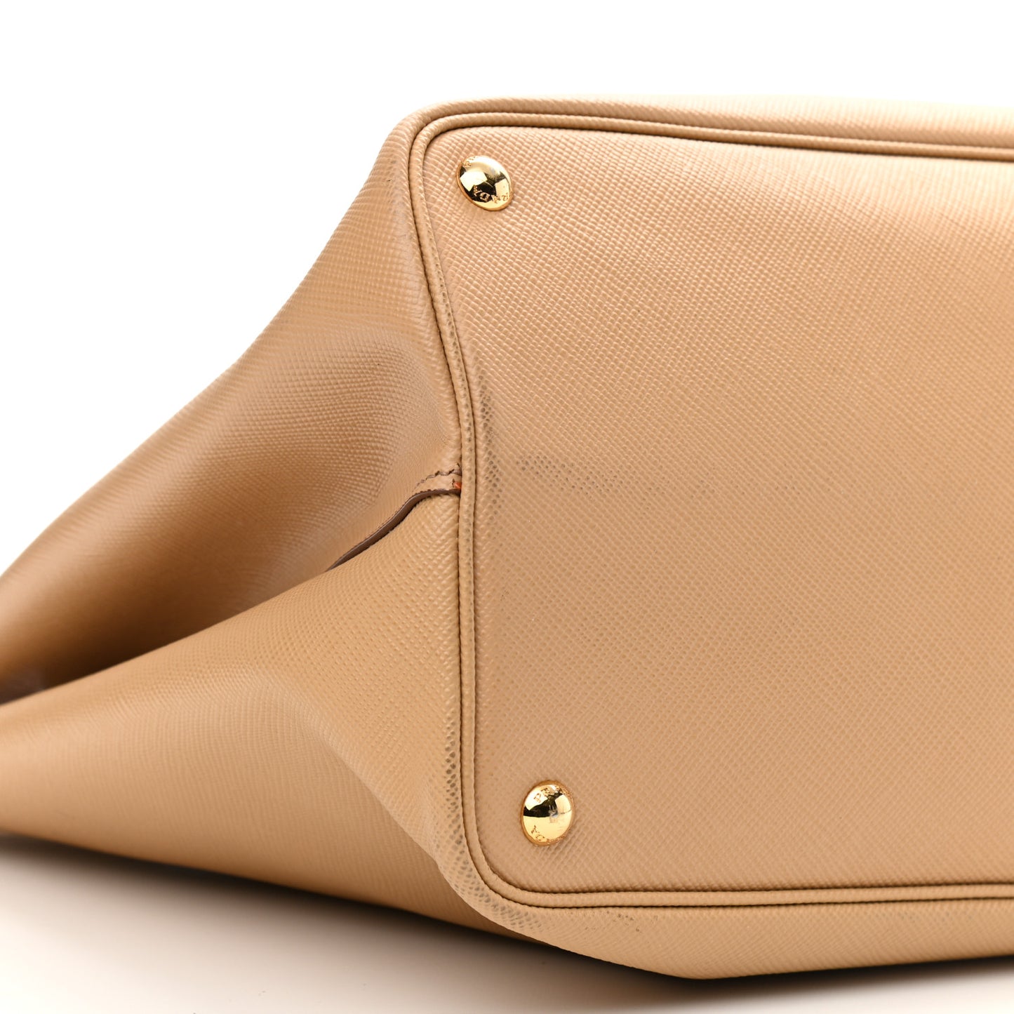 Saffiano Cuir Medium Double Bag Noisette Papaya