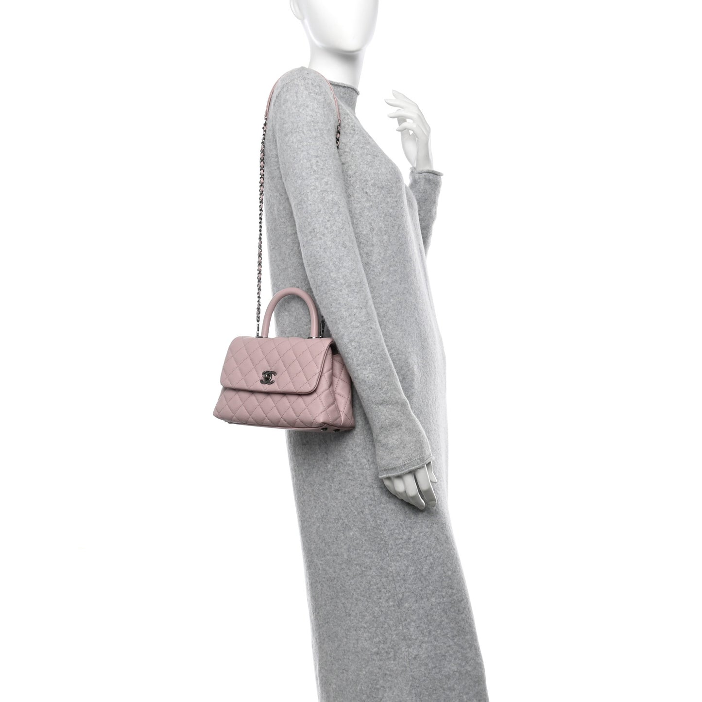 Caviar Quilted Mini Coco Handle Flap Pink