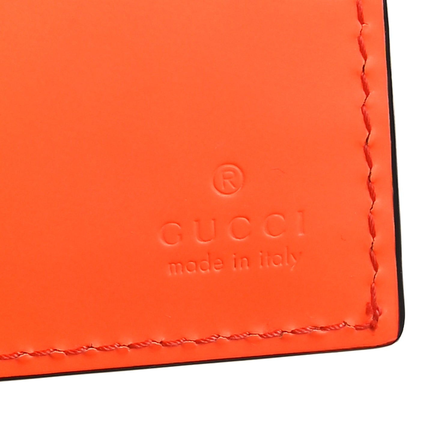 Rubber Effect GG Embossed Long Card Case New Orange Fluo