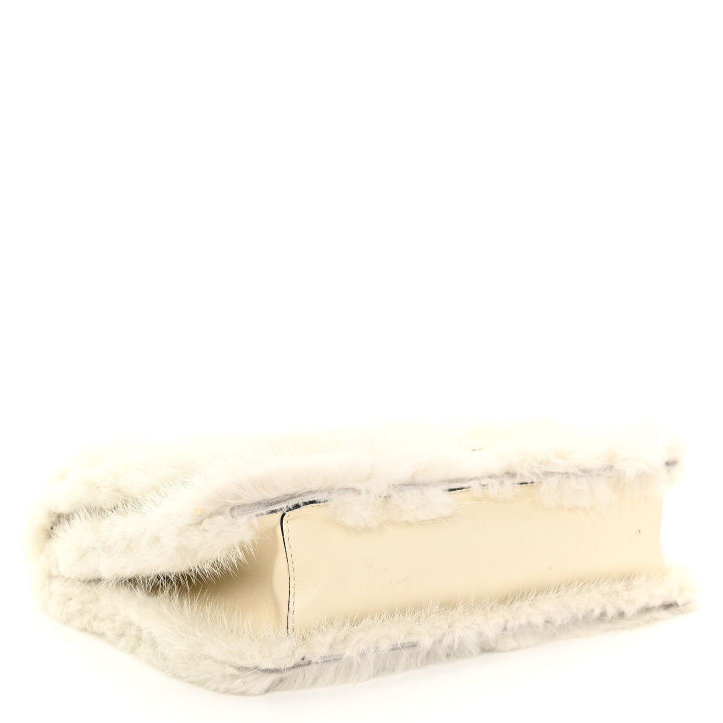Mink Fur Small Demilune Shoulder Bag Beige
