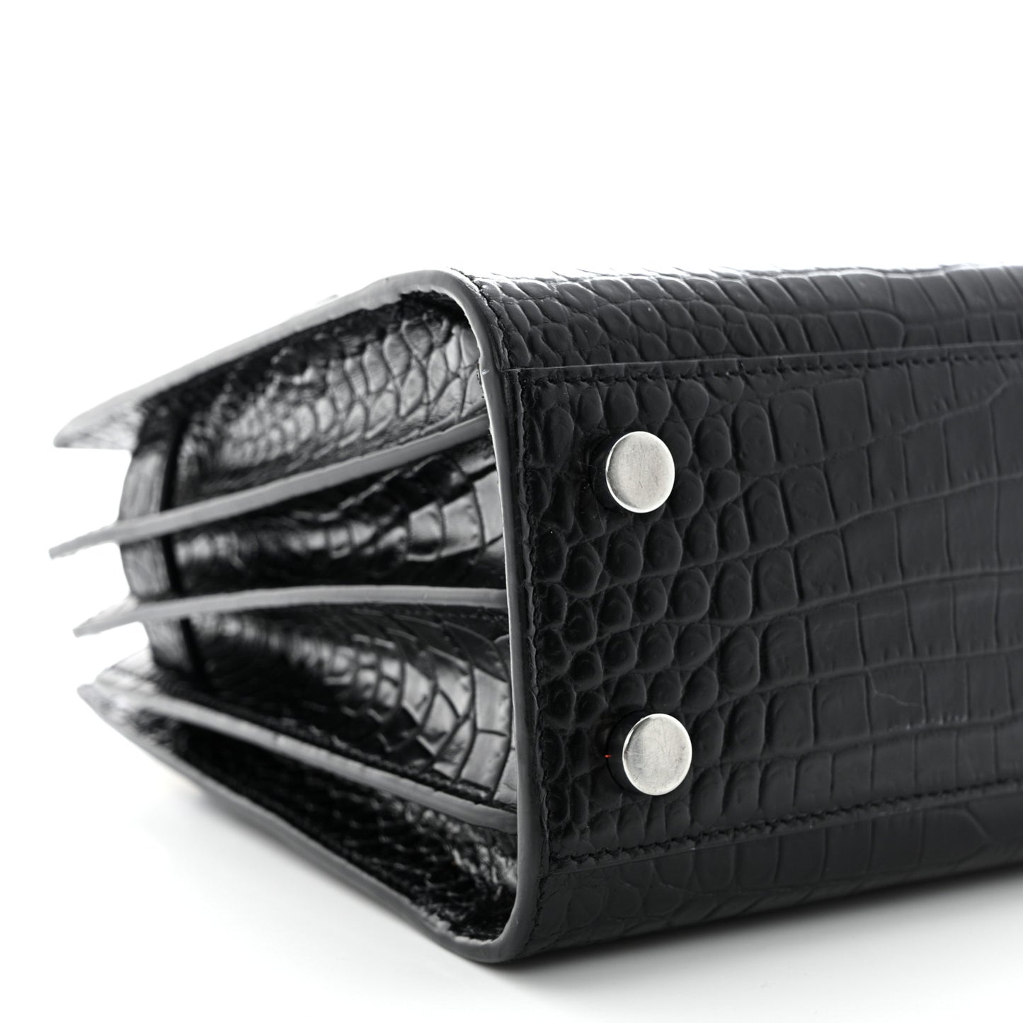 Calfskin Crocodile Embossed Nano Sac De Jour Black