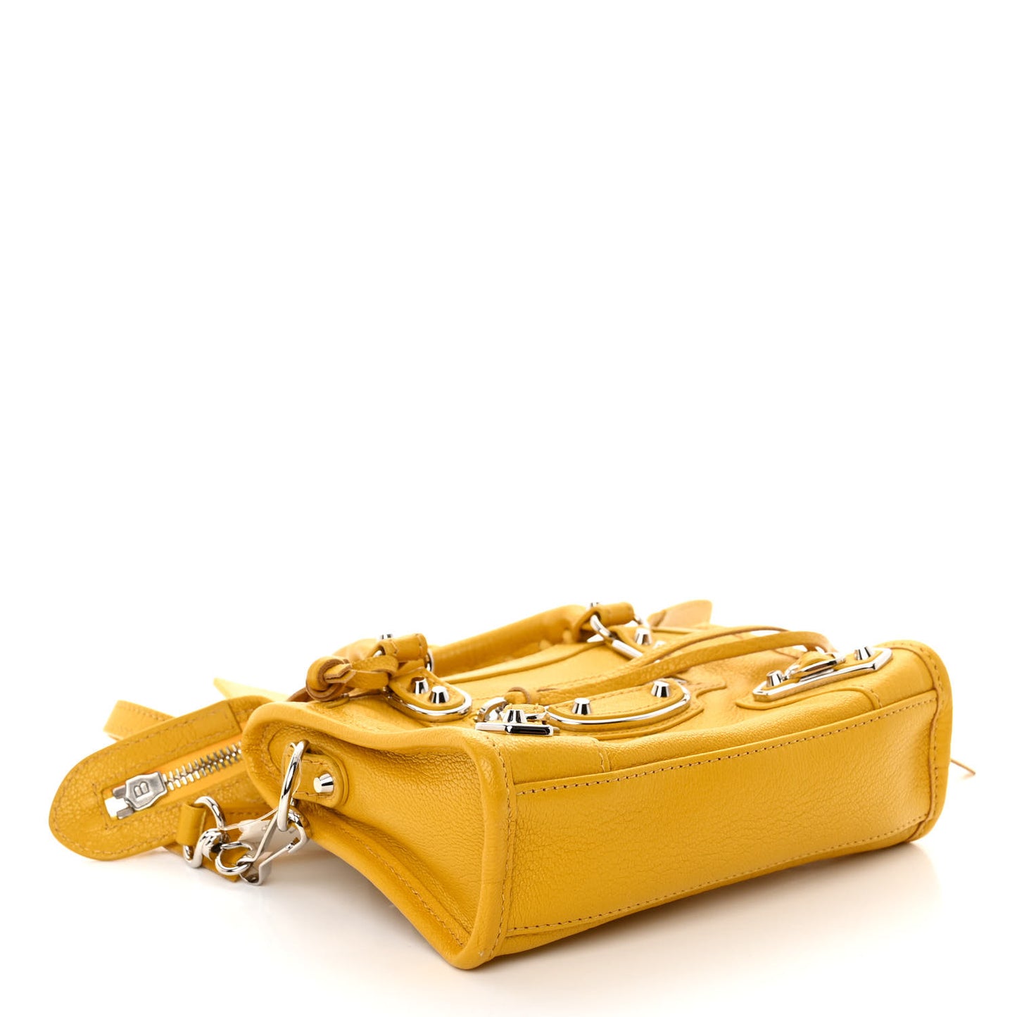 Chevre Silver Metallic Edge Hardware Nano City Jaune Epi