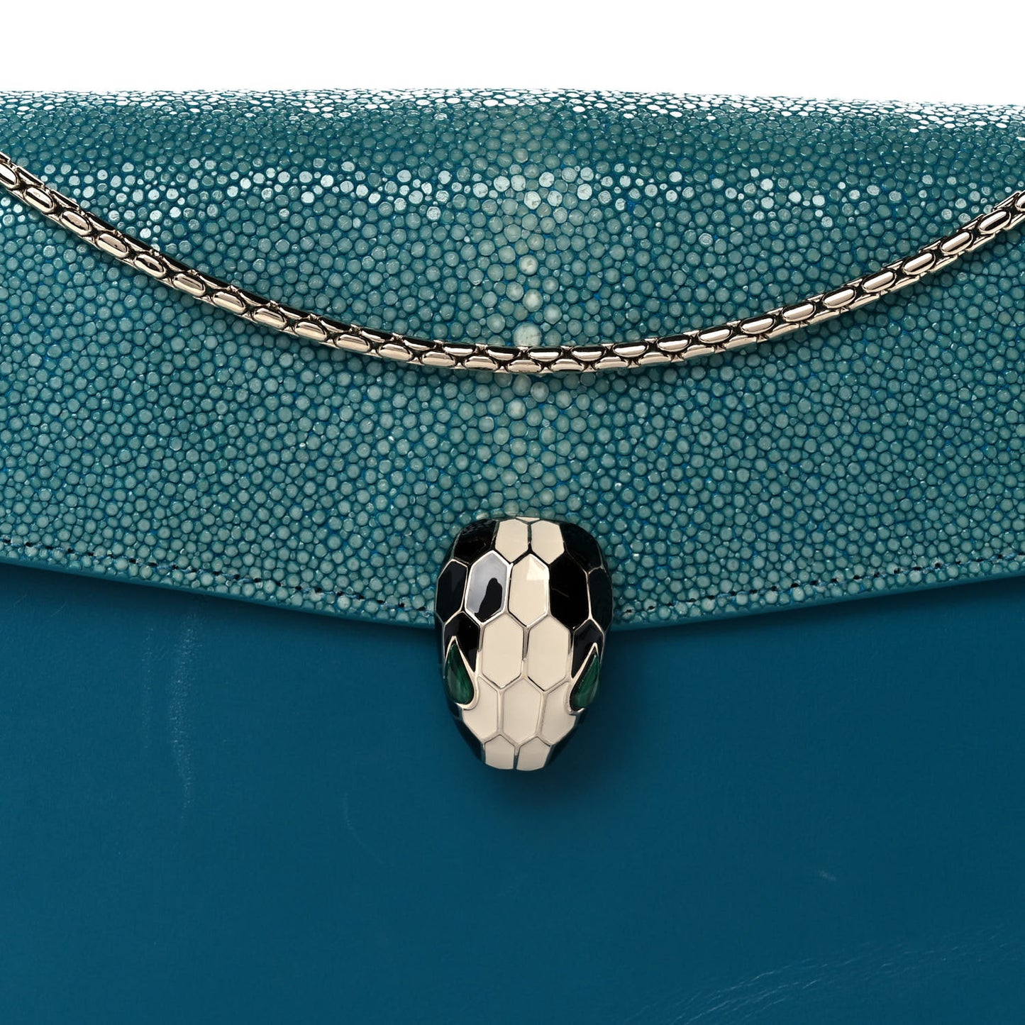 Calfskin Galuchat Serpenti Forever Shoulder Bag Blue