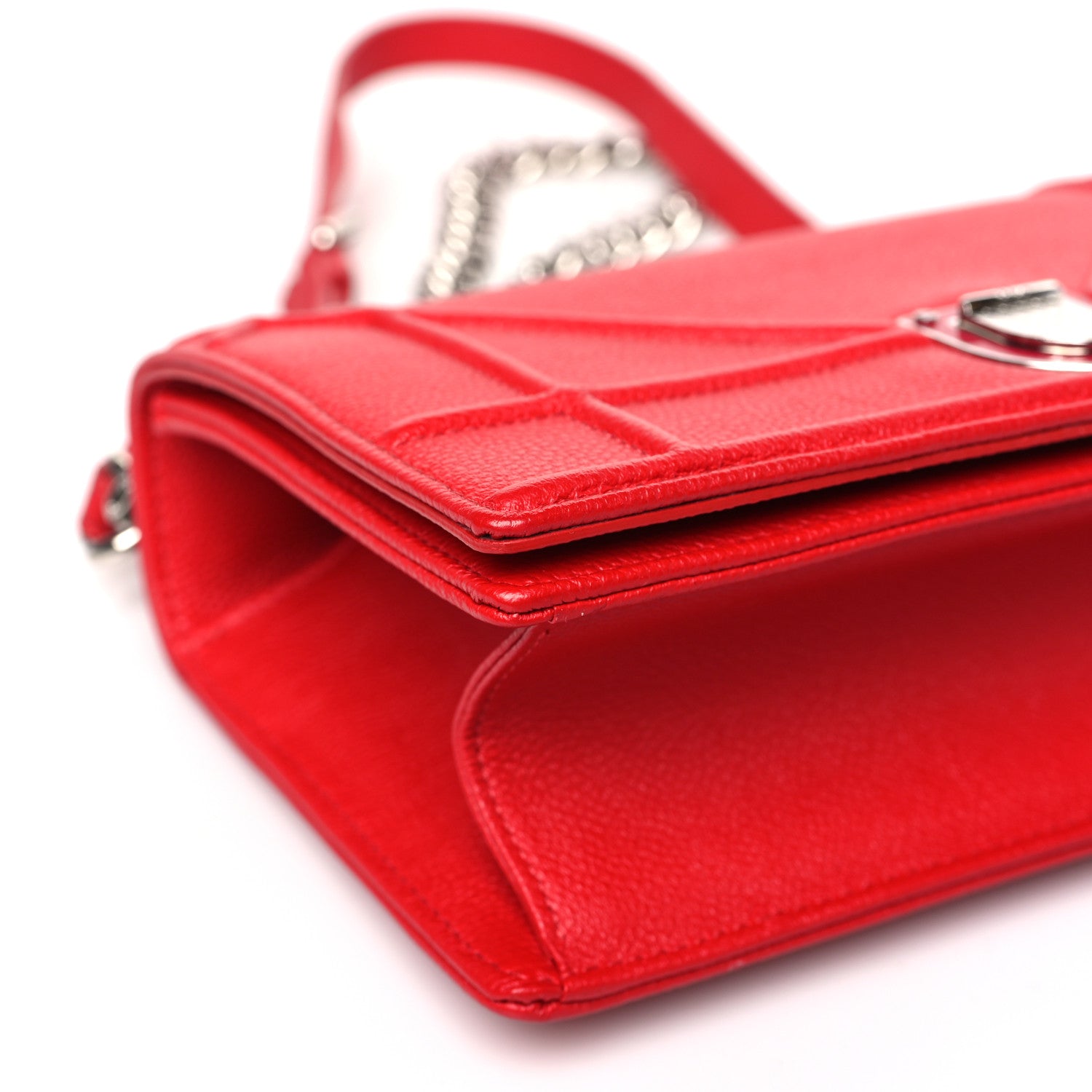 Christian Dior Grained Calfskin Small Diorama Flap Bag Red 8 of 9