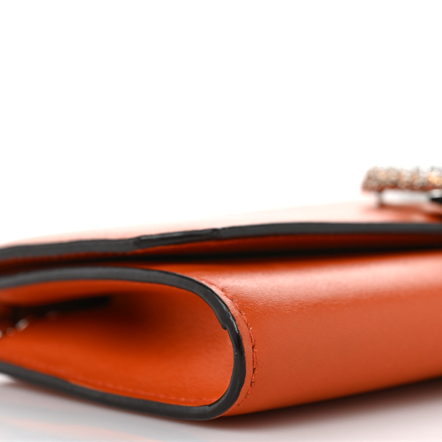Calfskin Crystal Madeline Wallet On Chain Orange