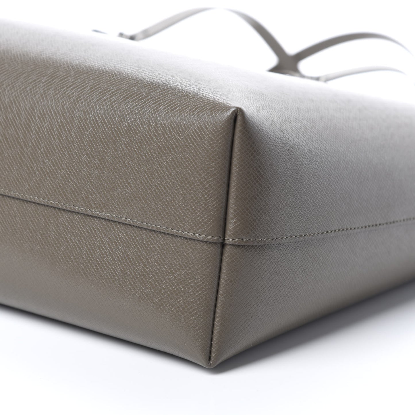 Grained Calfskin Large Shopping Tote Warm Taupe Black