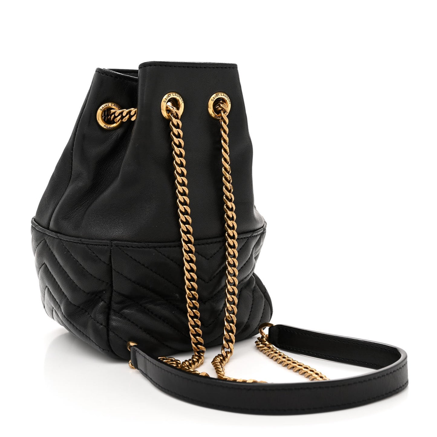 Lambskin Matelasse Monogram Joe Nano Bucket Bag Black