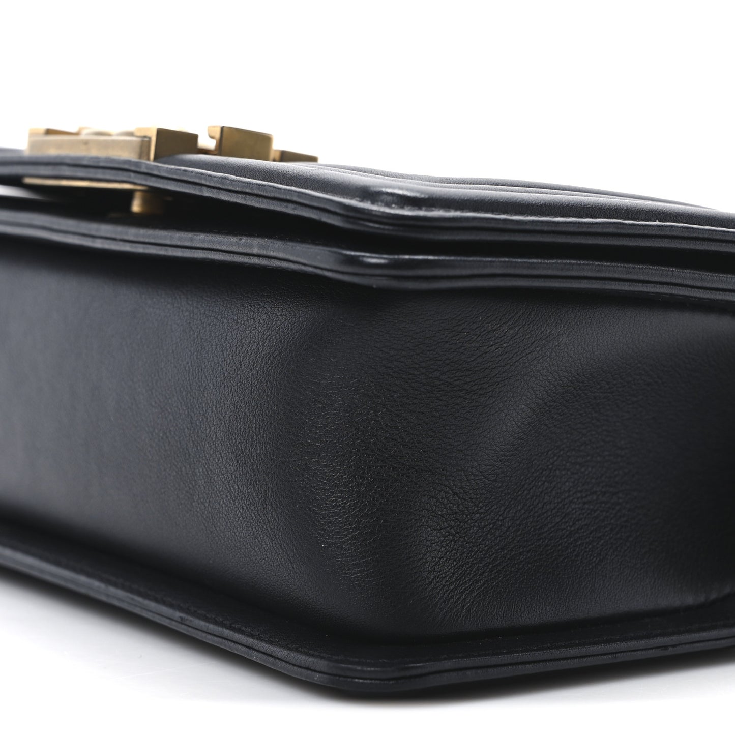 Calfskin Quilted Small Boy Flap Black