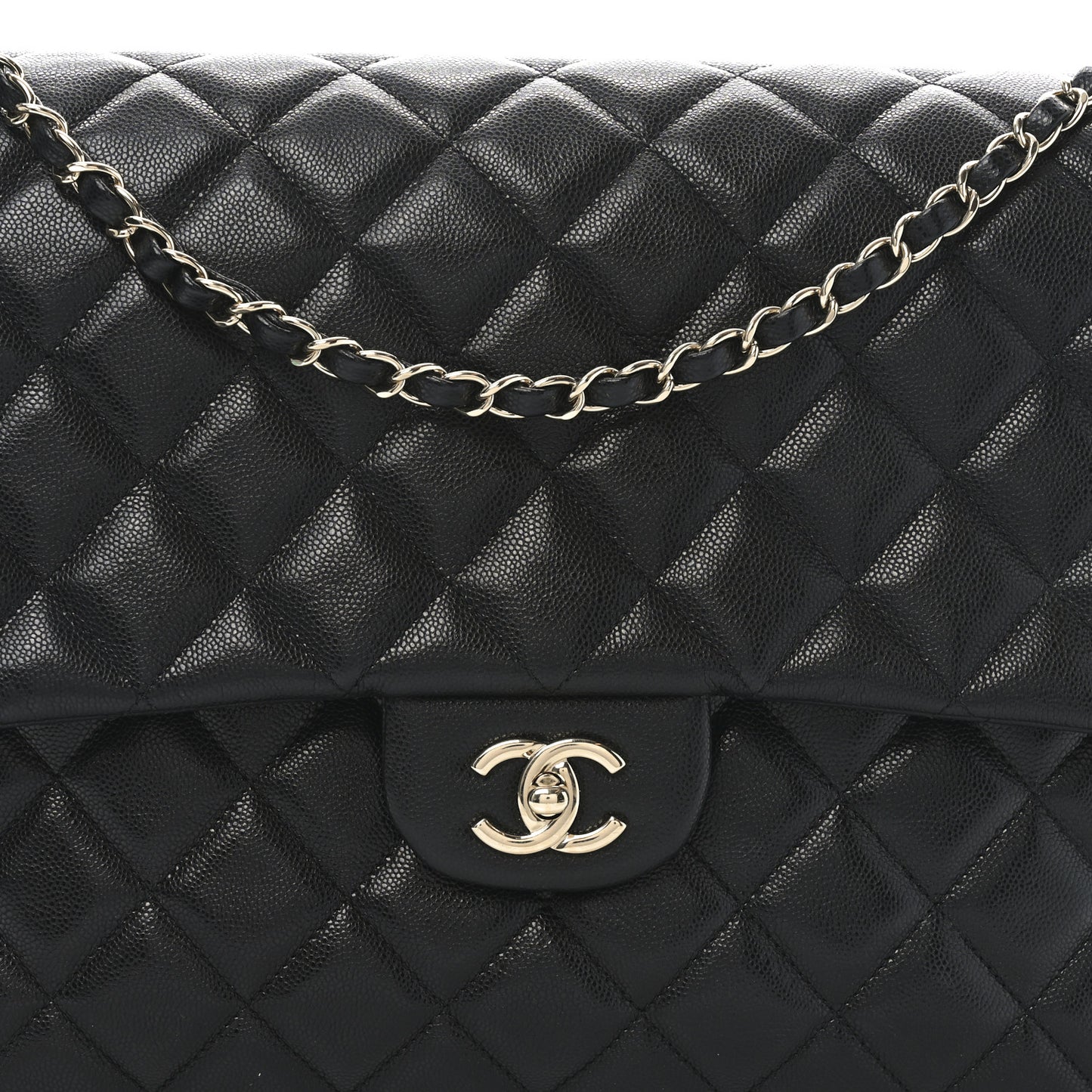 Caviar Quilted XXL Travel Flap Bag Black