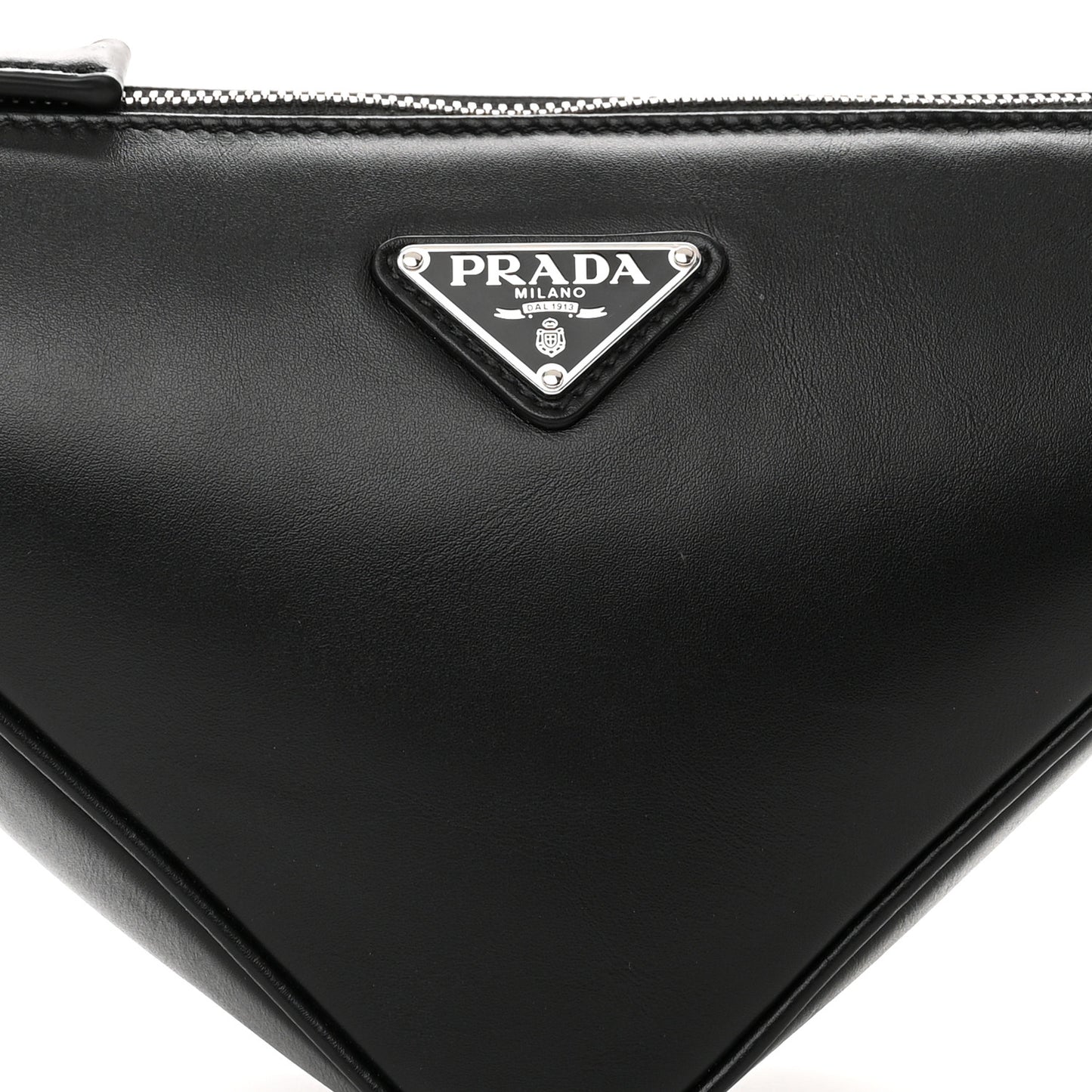 Softy Calfskin Triangle Shoulder Bag Black