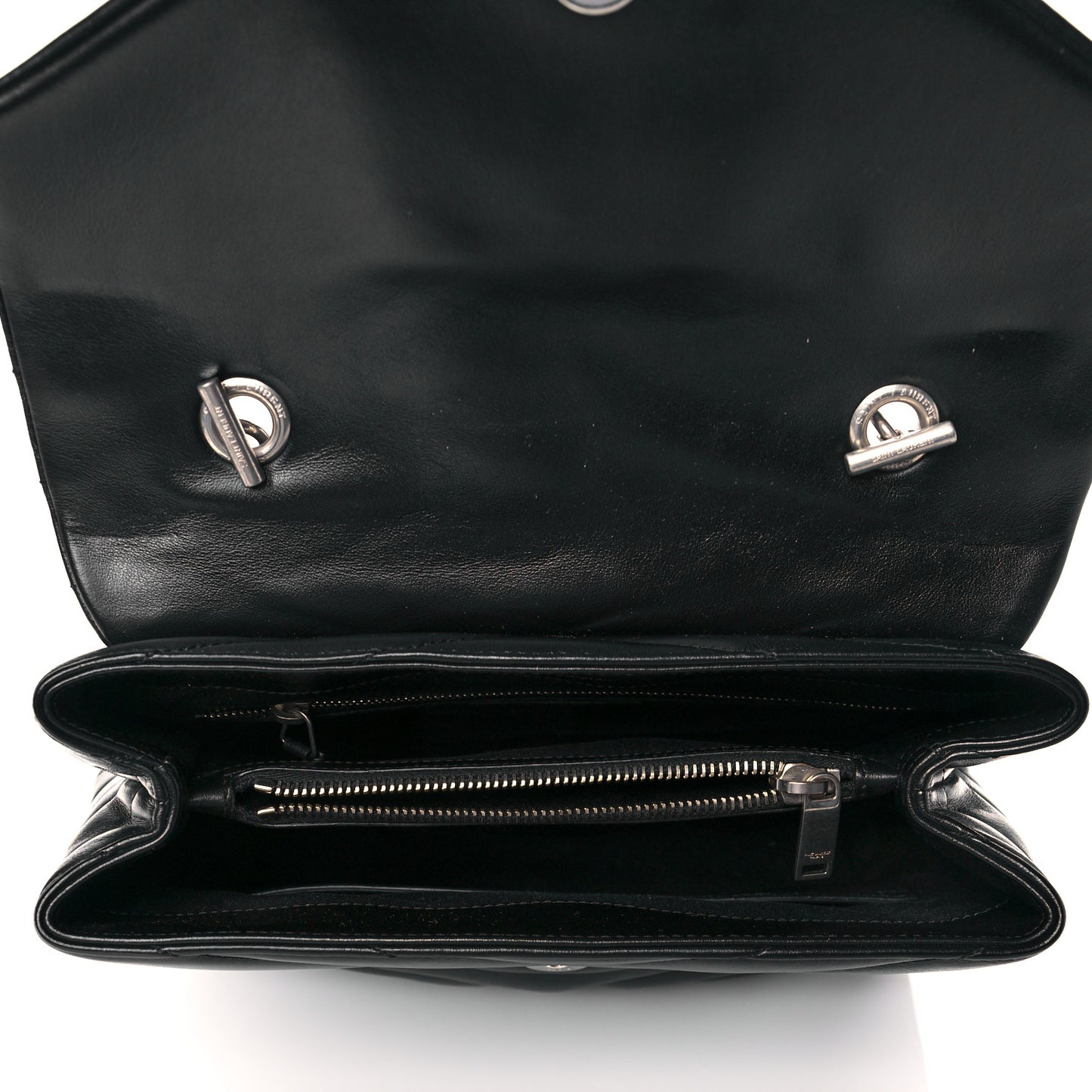 Calfskin Y Quilted Monogram Medium Loulou Satchel Black