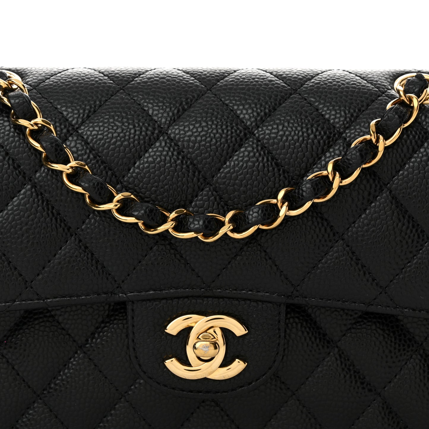 Caviar Quilted Small Double Flap Black