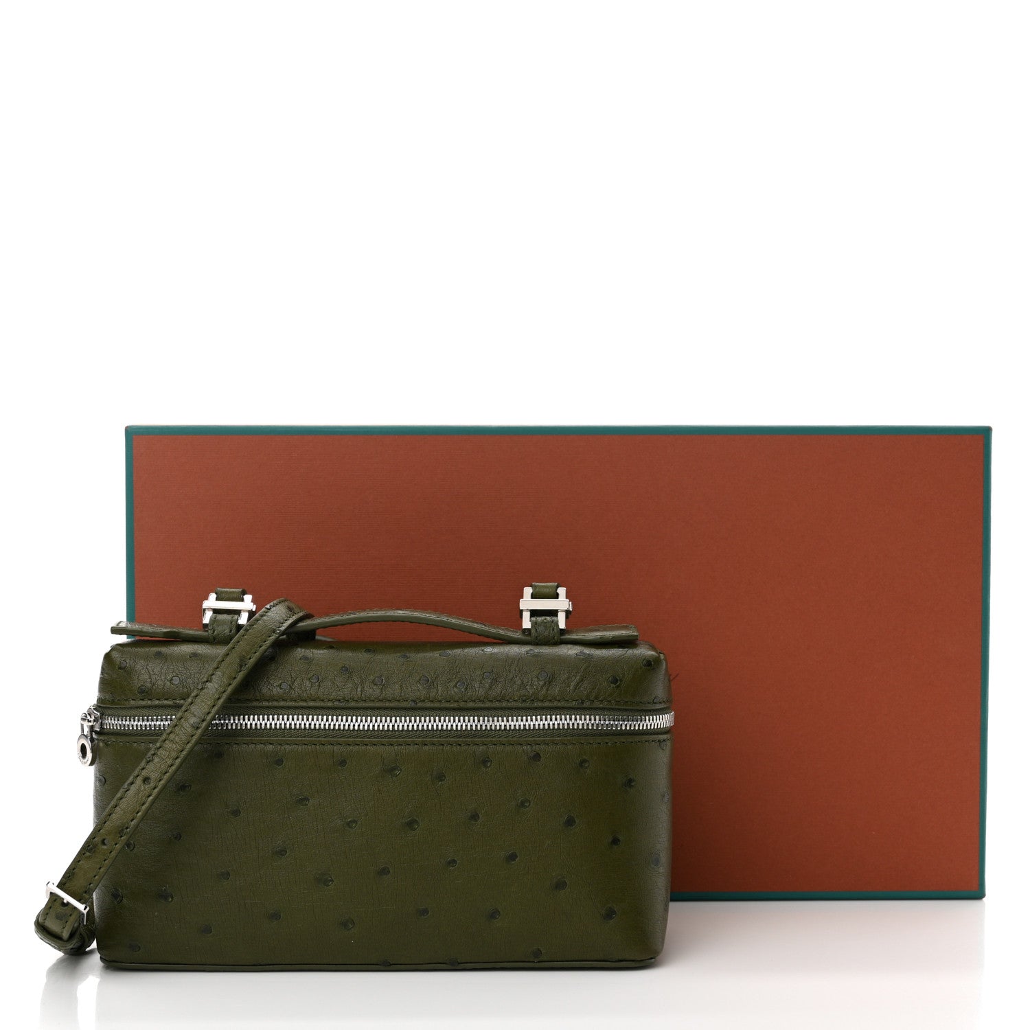 Loro Piana Ostrich L19 Extra Pocket Pouch Dark Lichen Green 10 of 10