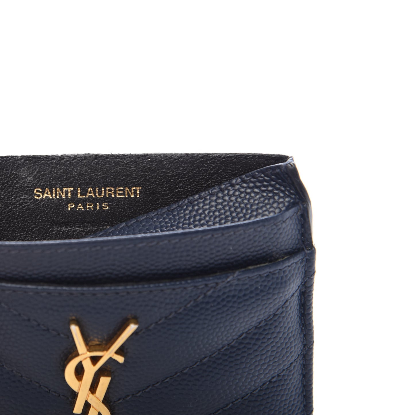 Grain De Poudre Matelasse Chevron Monogram Credit Card Case Navy