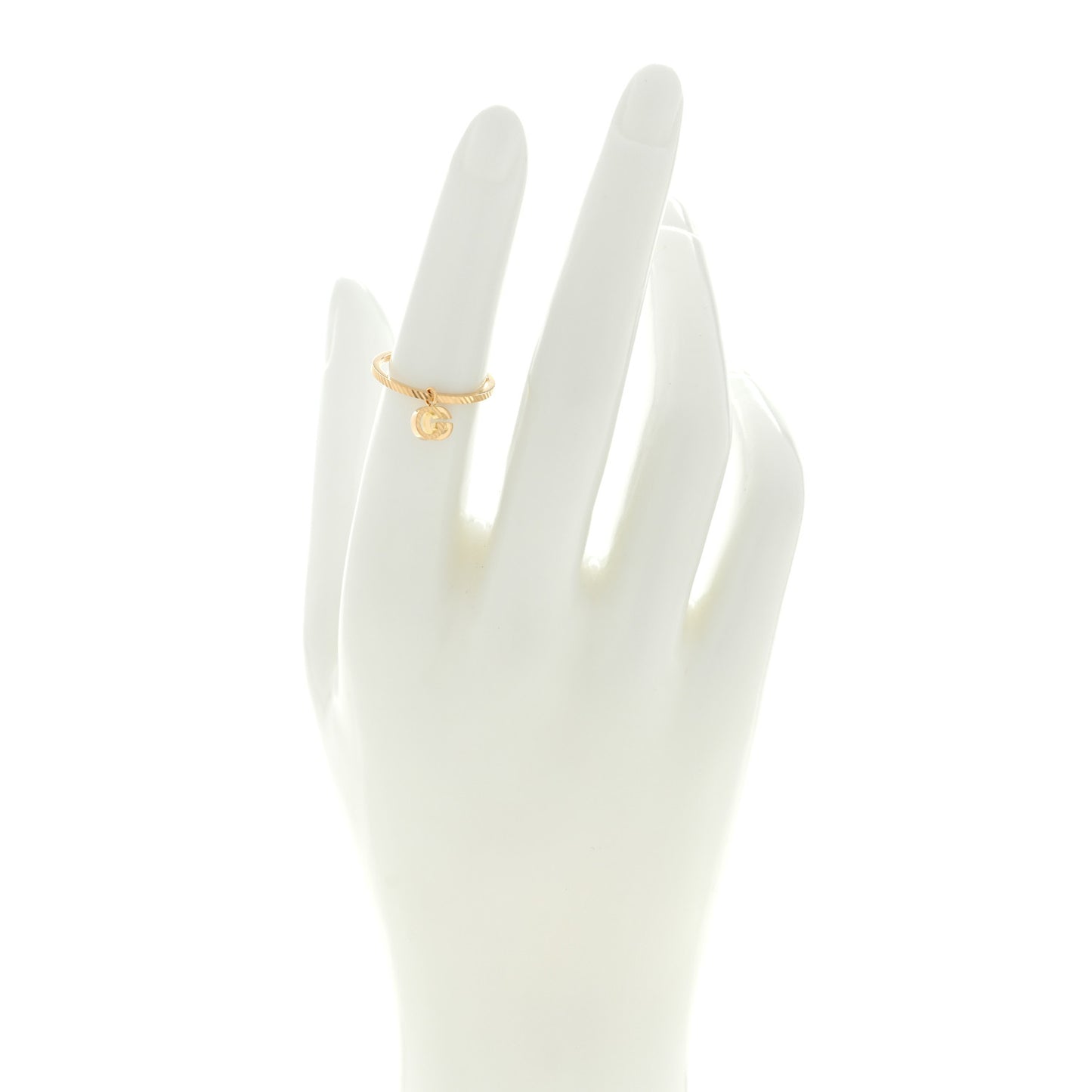 18K Yellow Gold GG Running Charm Ring 49 5