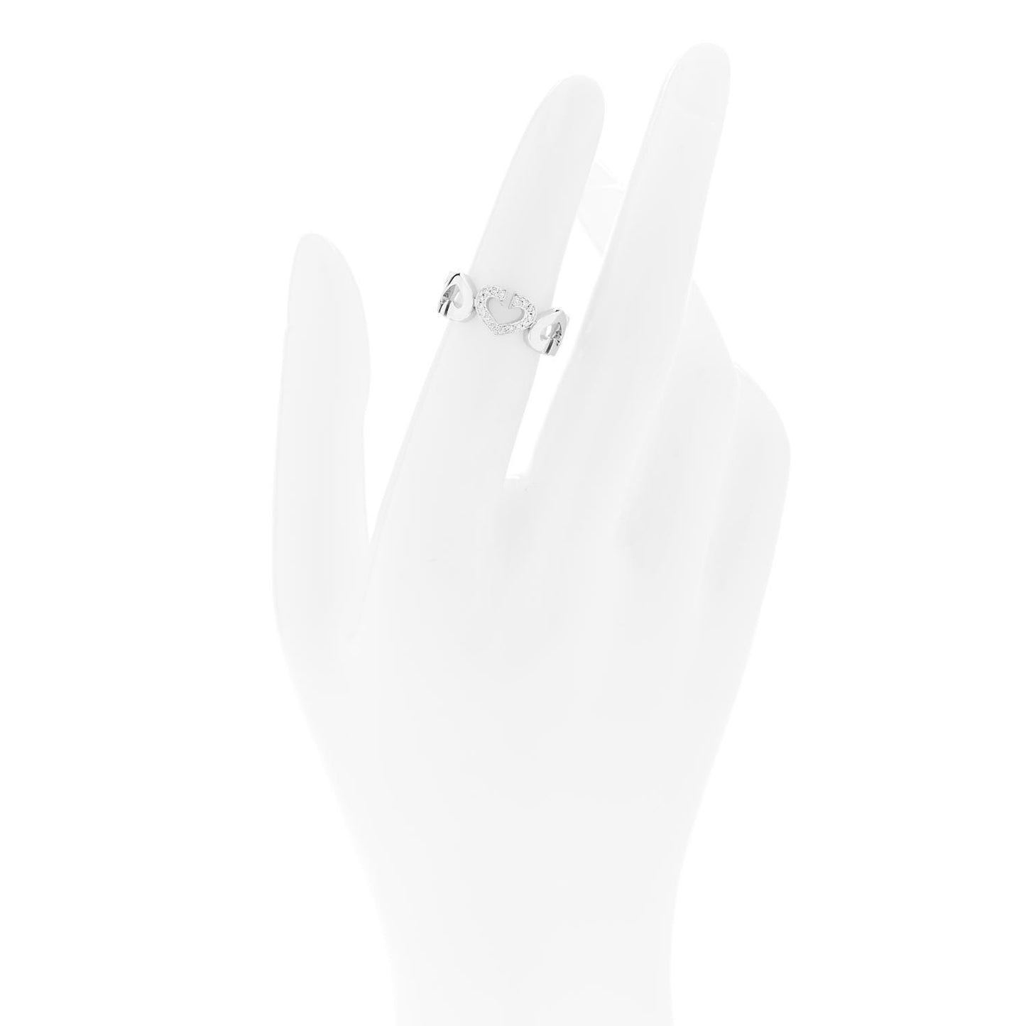 18K White Gold Diamond Hearts and Symbols Ring 49 4.75