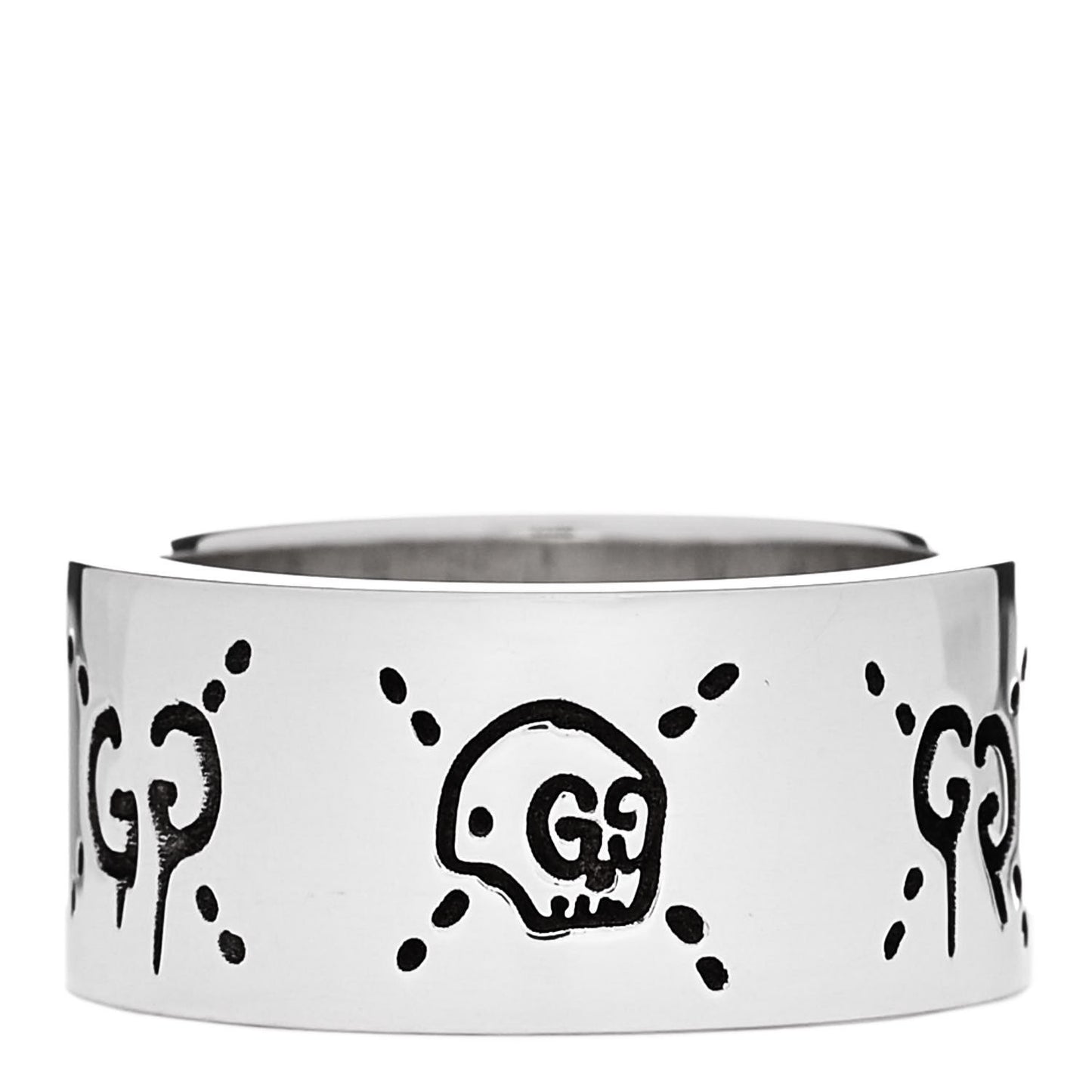 Sterling Silver GucciGhost Hamlet Skull Band Ring 49 5