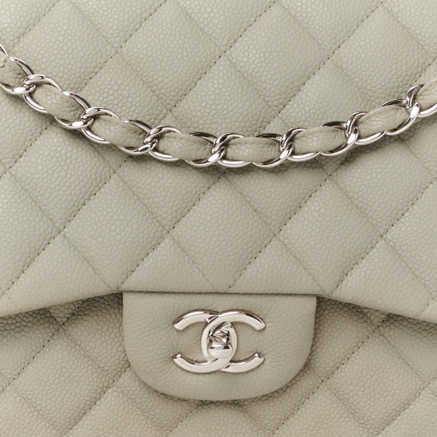 Chanel Caviar Quilted Jumbo Double Flap Grey 9 of 11