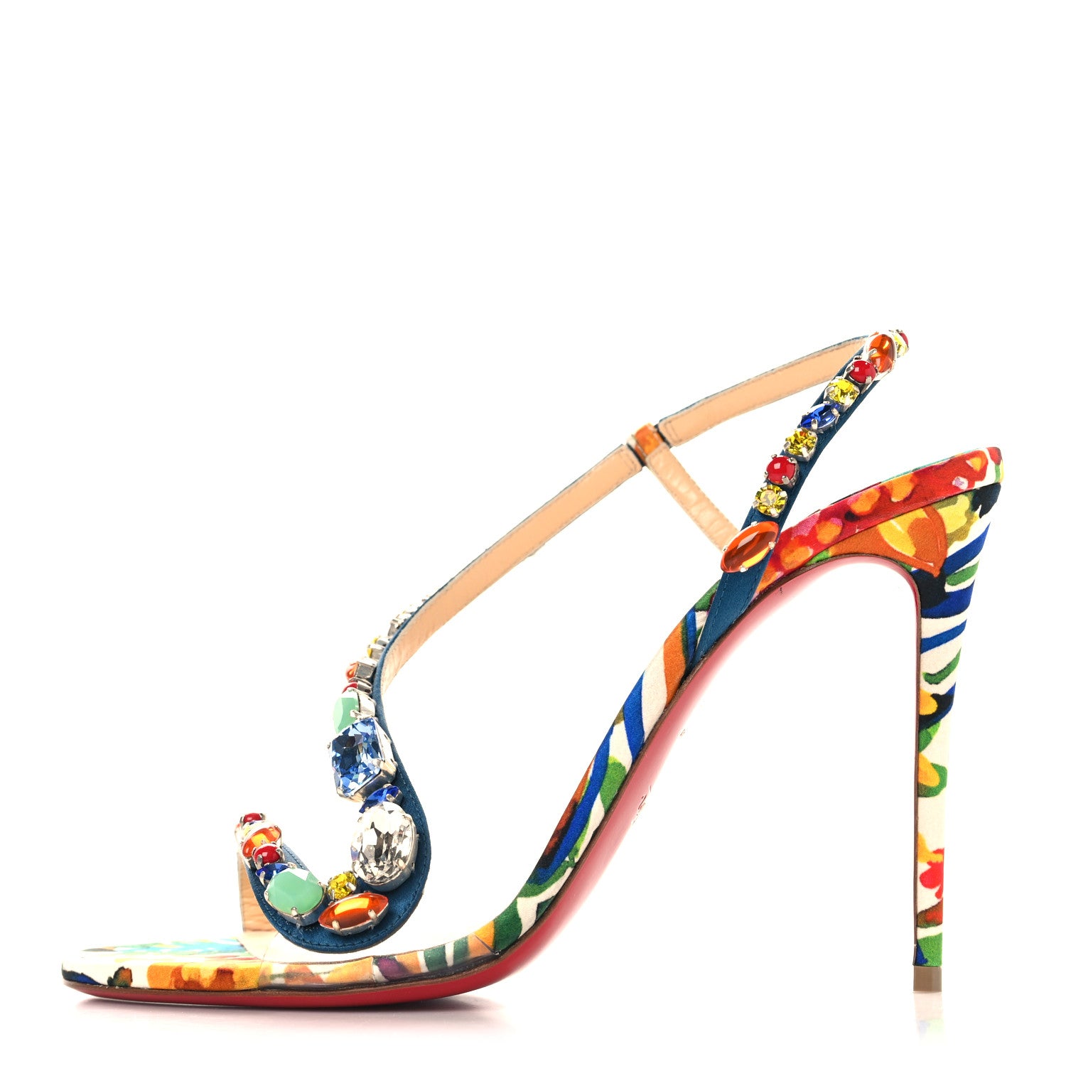 Christian Louboutin Crepe Satin Rosapetra 100 Sandals 38.5 Ludwig