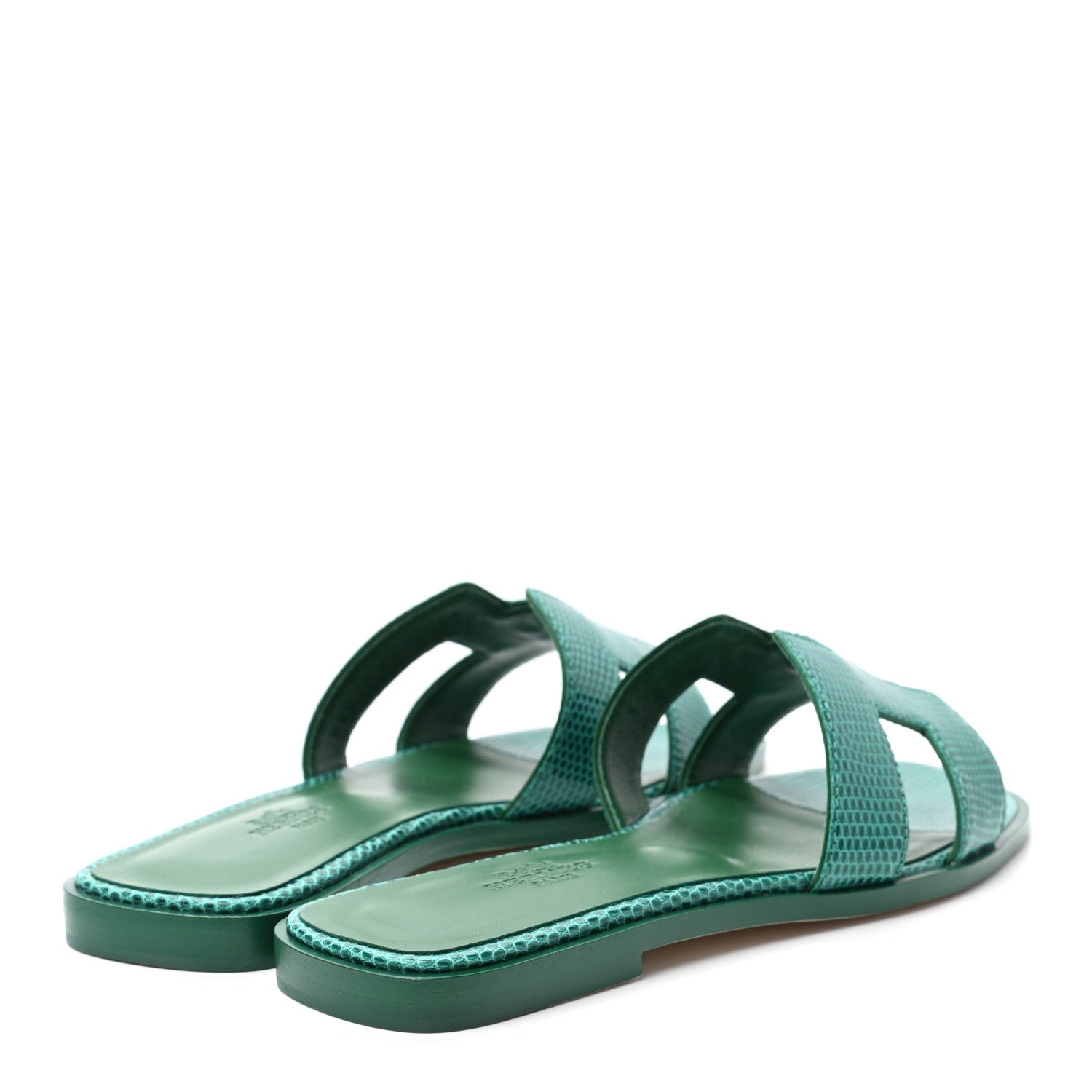 Hermes Lizard Oran Sandals 36 Vert Emeraude 4 of 8