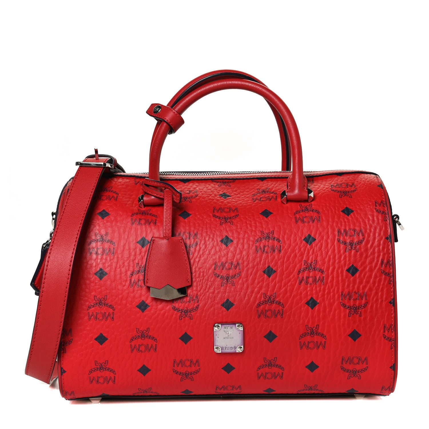 MCM Visetos Medium Essential Boston Bag Red 1054039