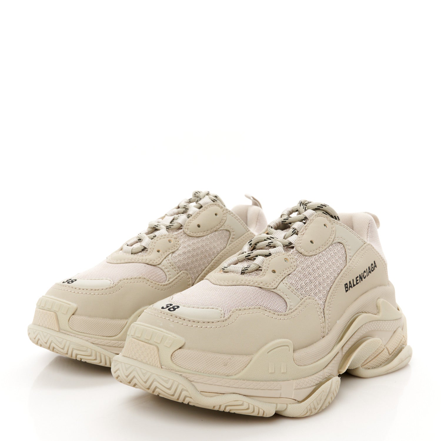 Balenciaga Fabric Mesh Womens Triple S Sneakers 38 Beige 4 of 10