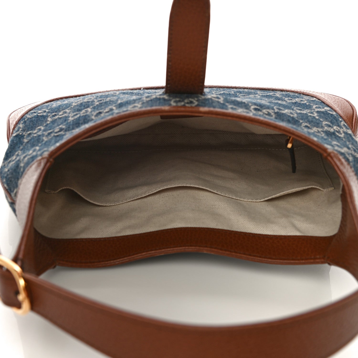 Gucci New Denim GG Monogram Calfskin Small Jackie 1961 Hobo Blue Tea Cuir 5 of 14